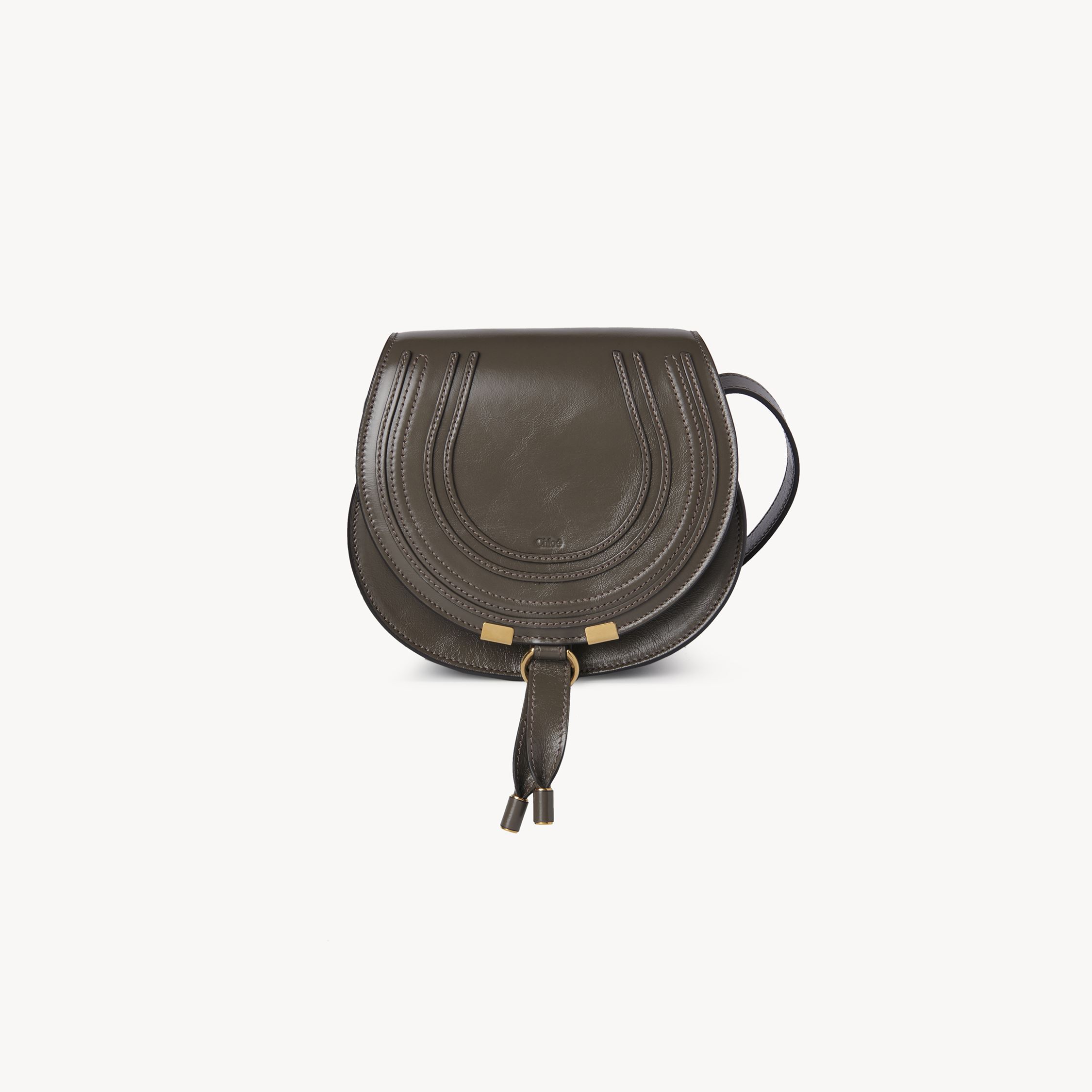 Chloé Marcie Small Crossbody Bag In Shiny Calfskin In Grey