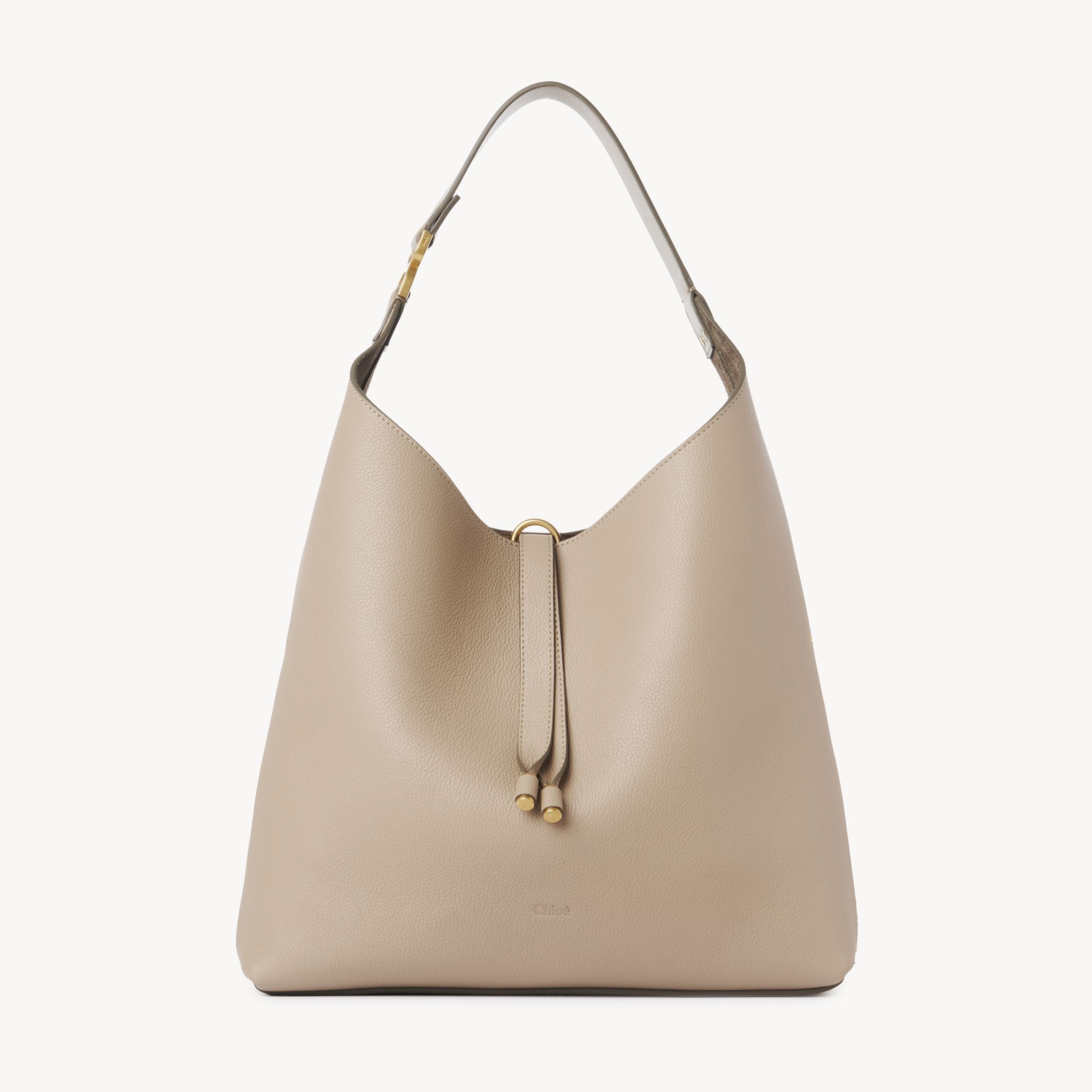 Chloé Marcie Small Hobo Bag In Grained Calfskin In Brown