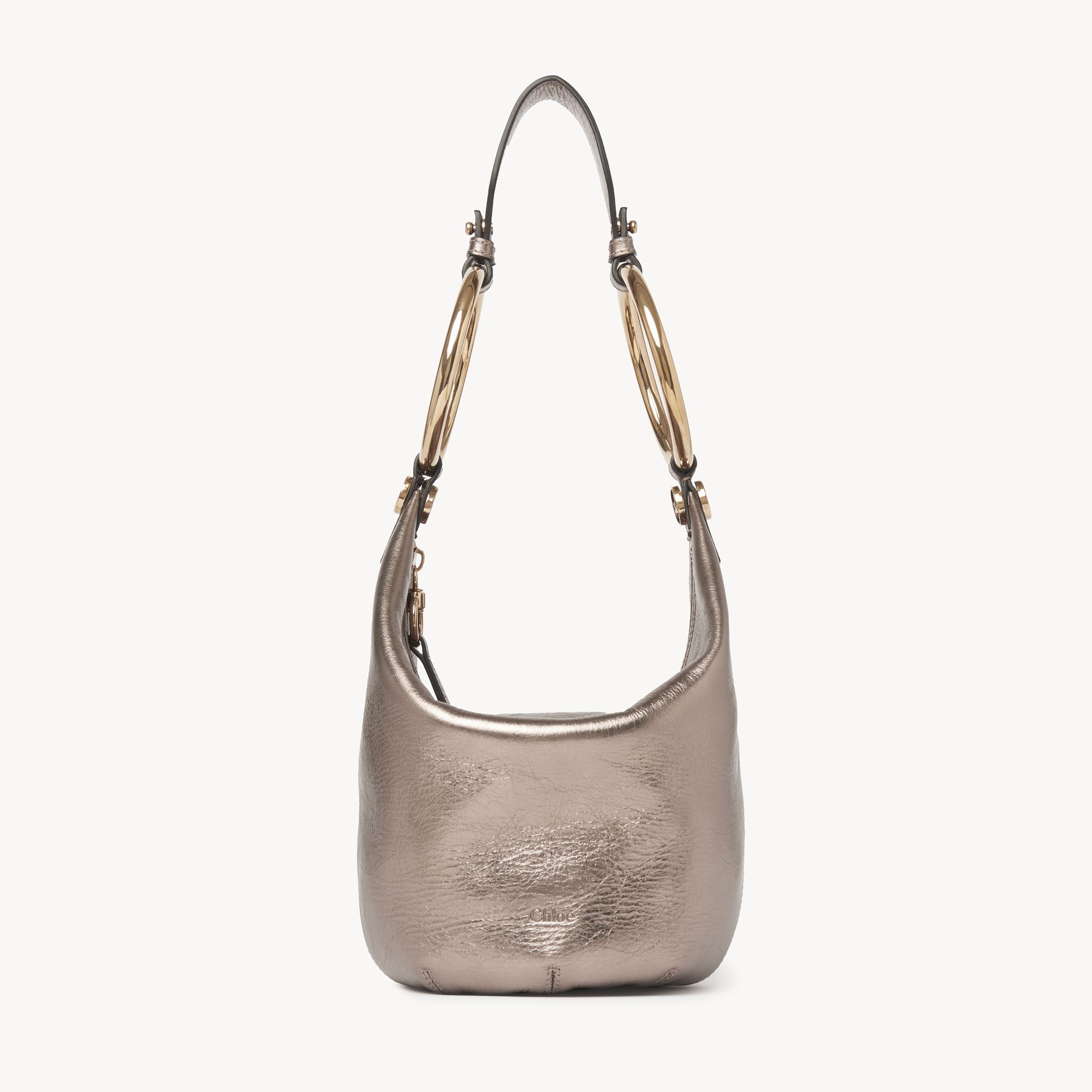 Chloé Petit Sac Porté Épaule Bracelet Bag En Cuir Métallisé Femme Gris Taille Onesize 100% Cuir De Veau In Grey