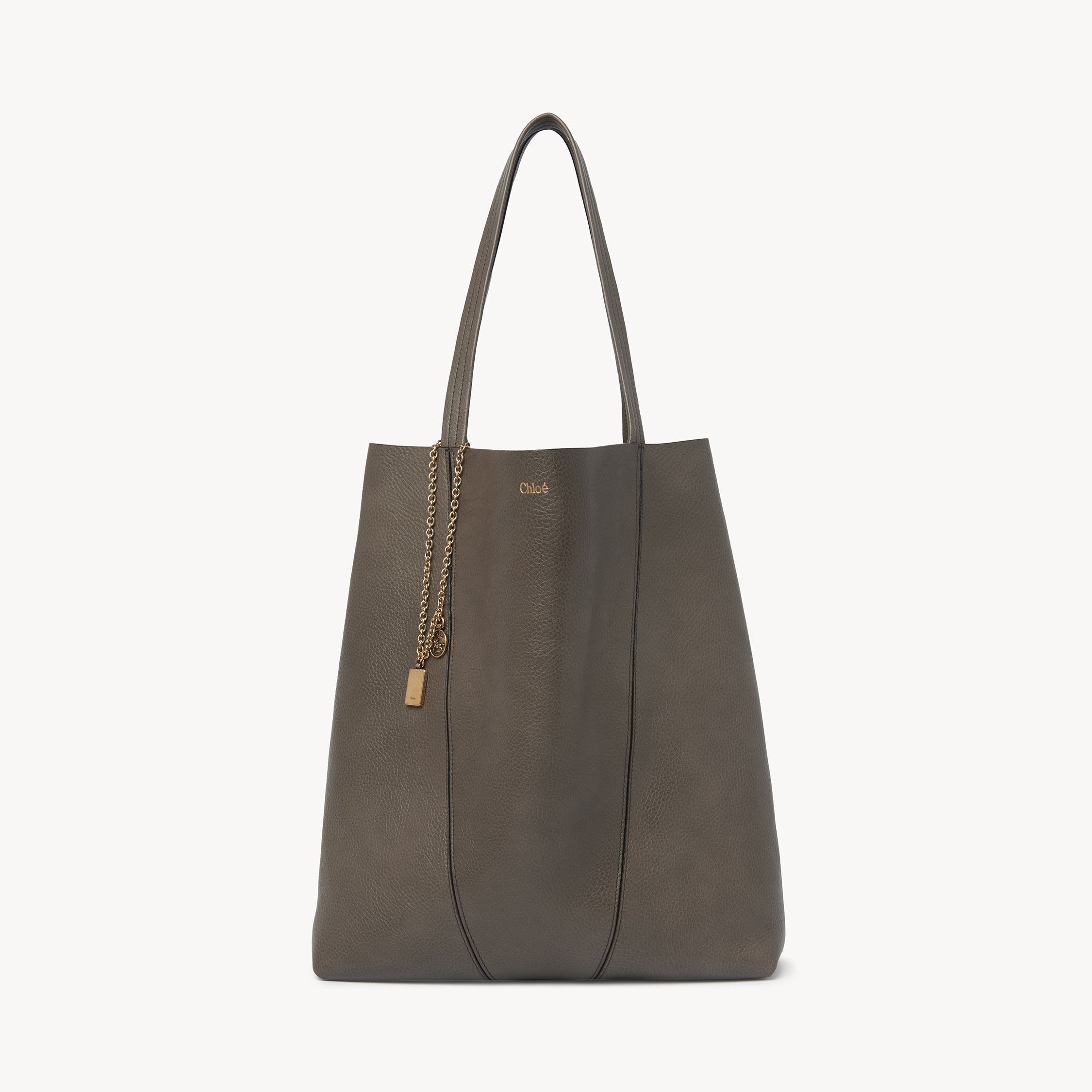 Chloé Large Sac Cabas  Spin En Cuir Grainé Femme Gris Taille Onesize 100% Cuir De Veau In Grey