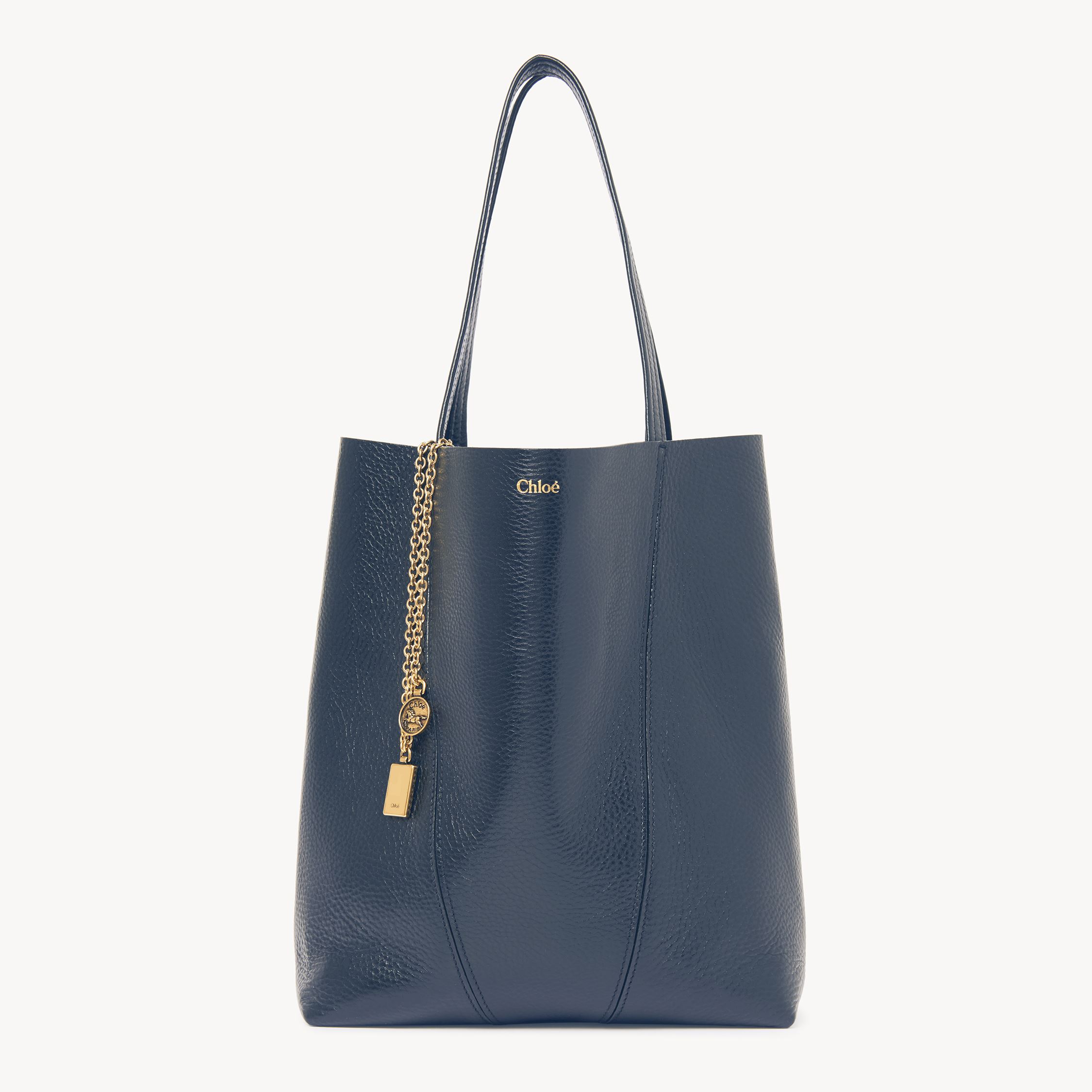 Chloé Spin Grained Leather Tote Bag In Blue