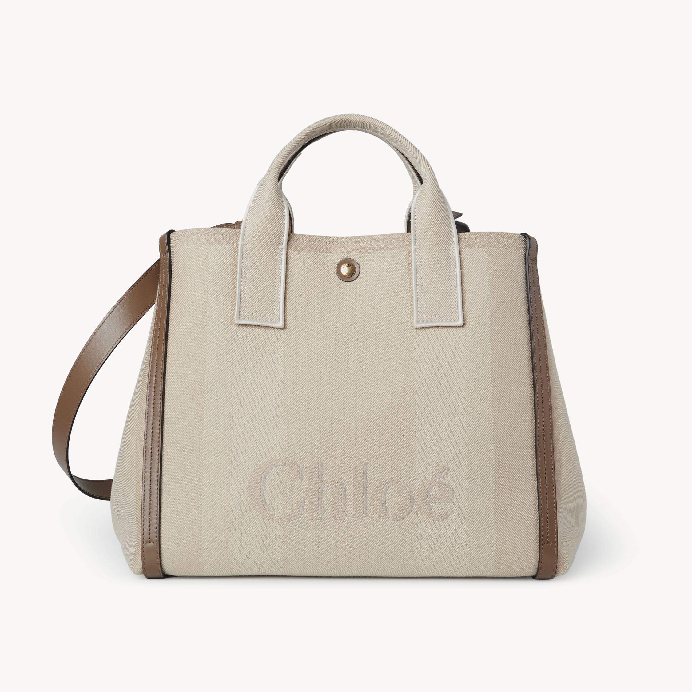 Chloé Sac Cabas  Carry En Toile Femme Beige Taille Onesize 91% Coton, 6% Polyester, 3% Fibres Textile In Beige