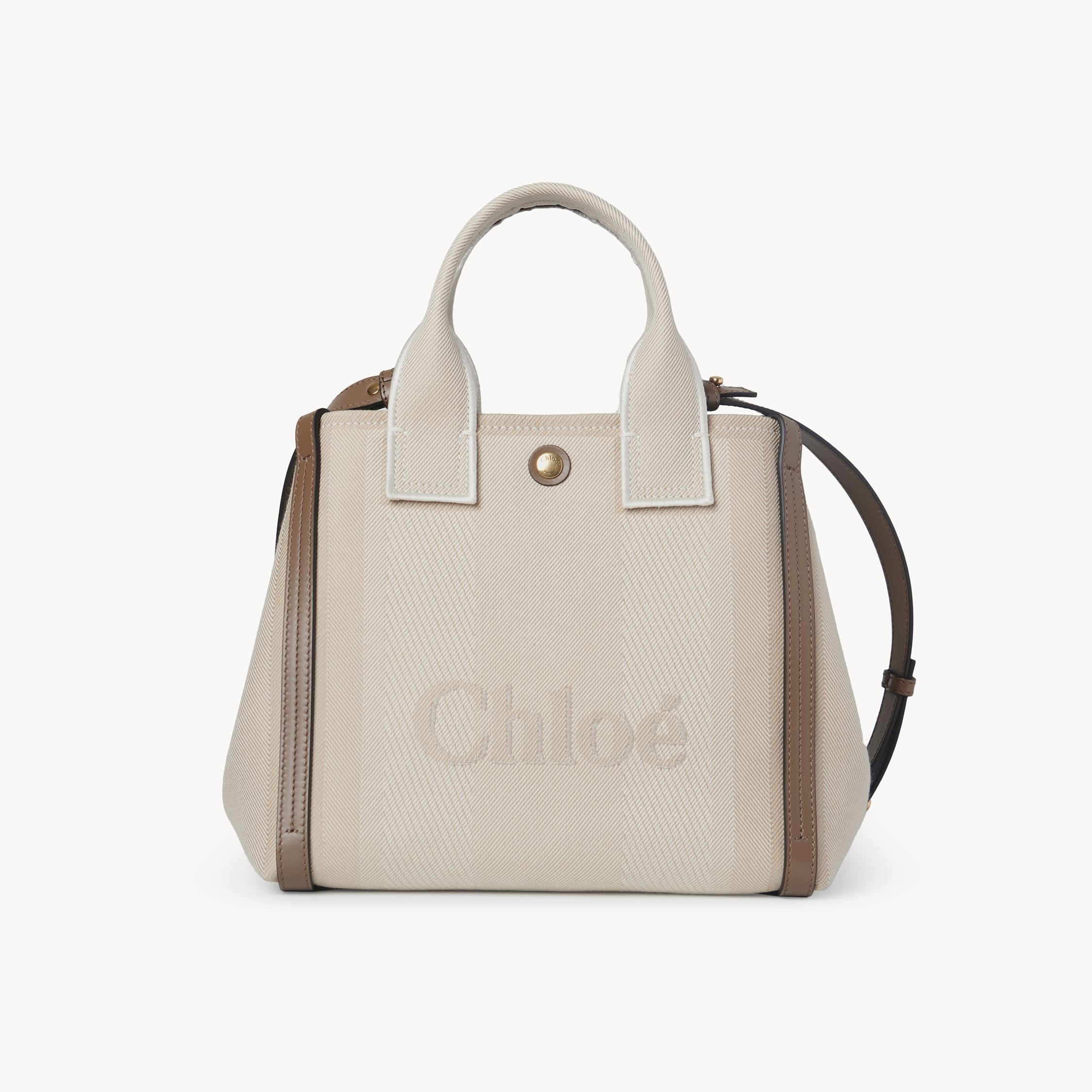 Chloé Petit Sac Cabas  Carry En Toile Femme Beige Taille Onesize 91% Coton, 6% Polyester, 3% Fibres T In Beige