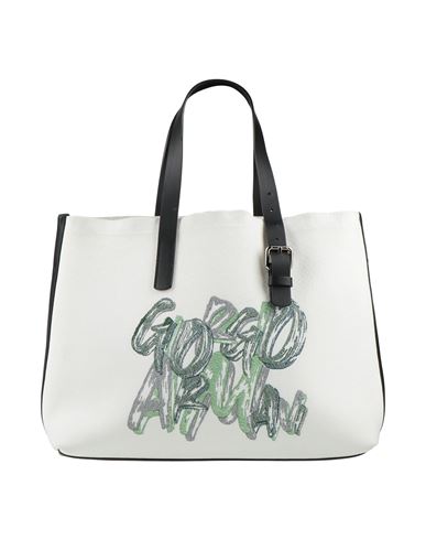 Giorgio Armani Woman Handbag White Size - Textile Fibers, Leather In White