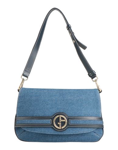 Giorgio Armani Woman Handbag Blue Size - Textile Fibers, Leather In Blue