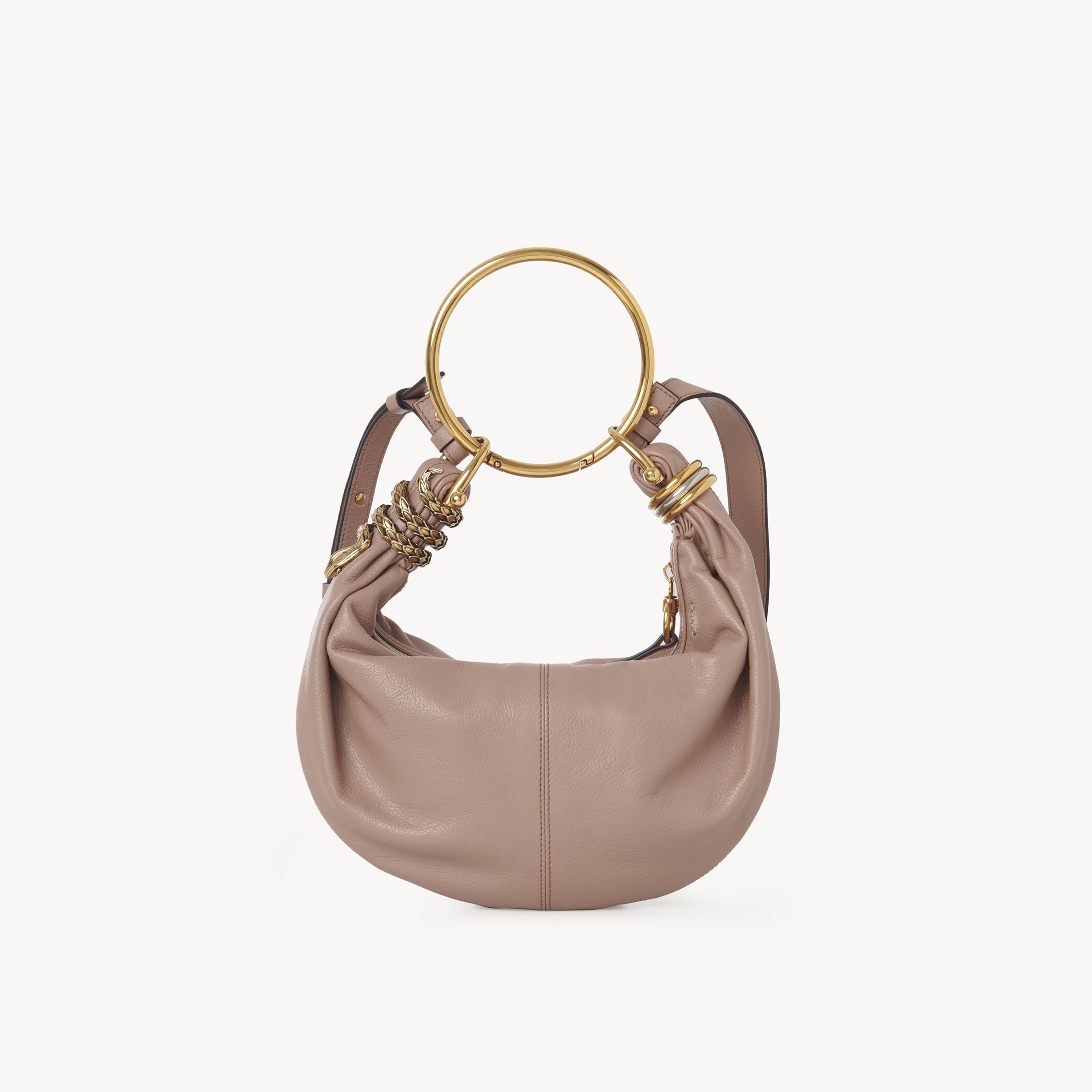 Chloé Petit Sac Hobo Bracelet Bag Serpent En Cuir Grainé Femme Rose Taille Onesize 100% Cuir De Veau In Pink