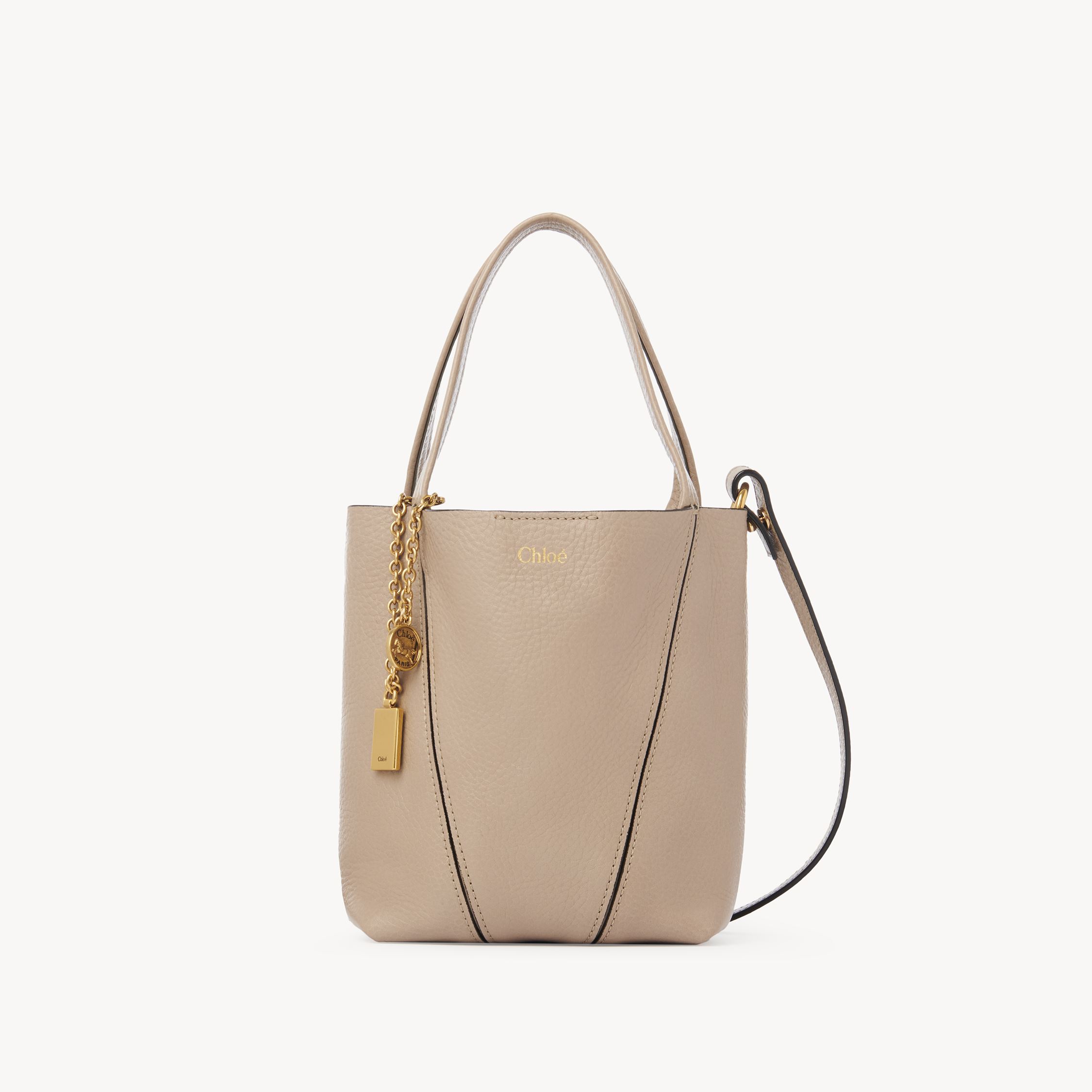 Chloé Petit Sac Cabas  Spin En Cuir Grainé Femme Brun Taille Onesize 100% Cuir De Veau In Brown