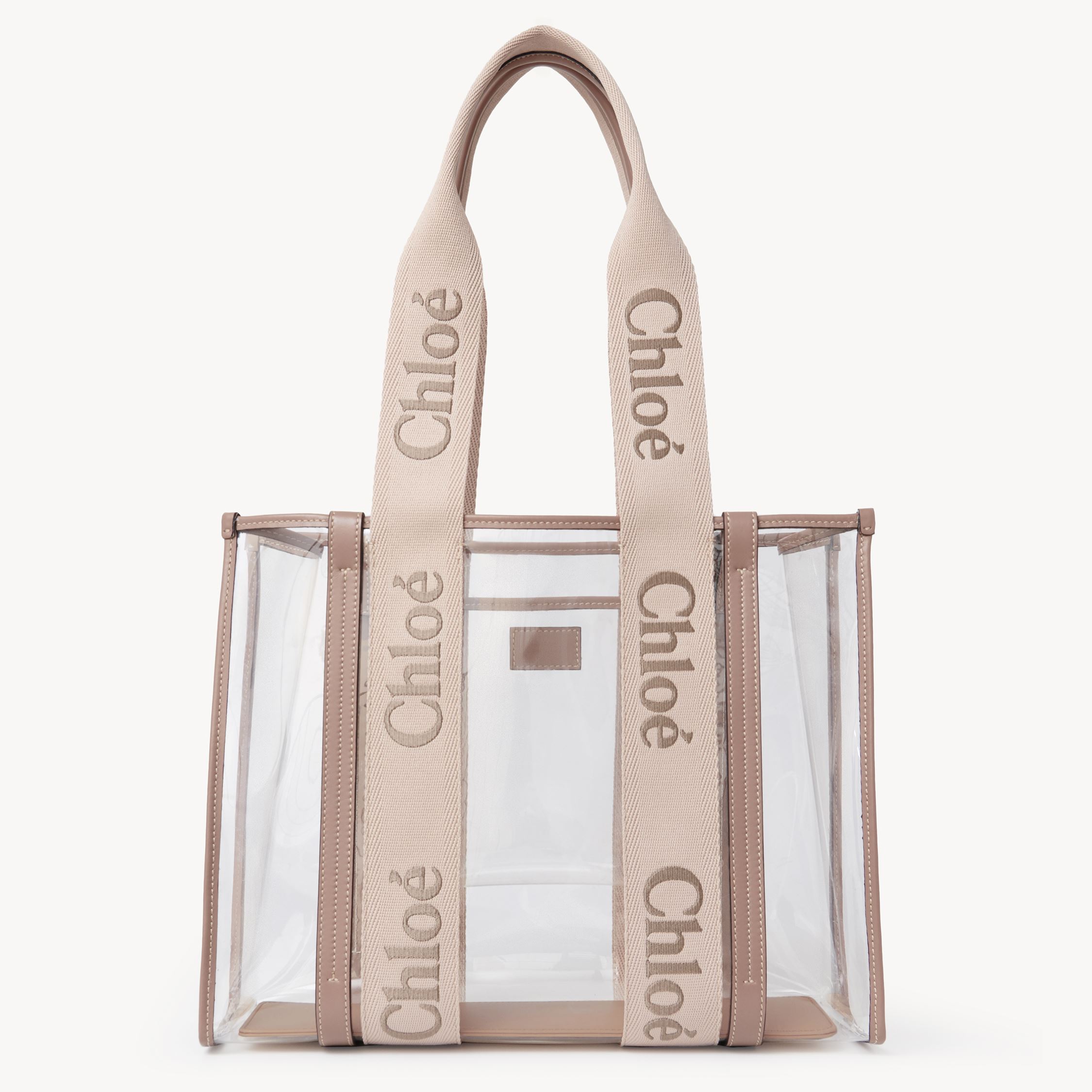 Chloé Woody Tote Bag In Jelly & Leather Beige Size Onesize 100% Acrylic, Calf-skin Leather In Beige