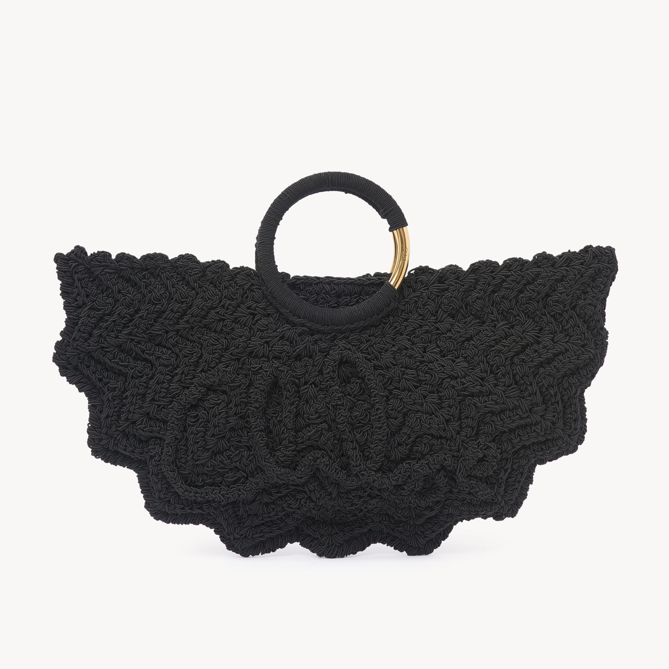 Chloé Womens Bracelet Paravent Small Crochet Shoulder Bag Black In Black