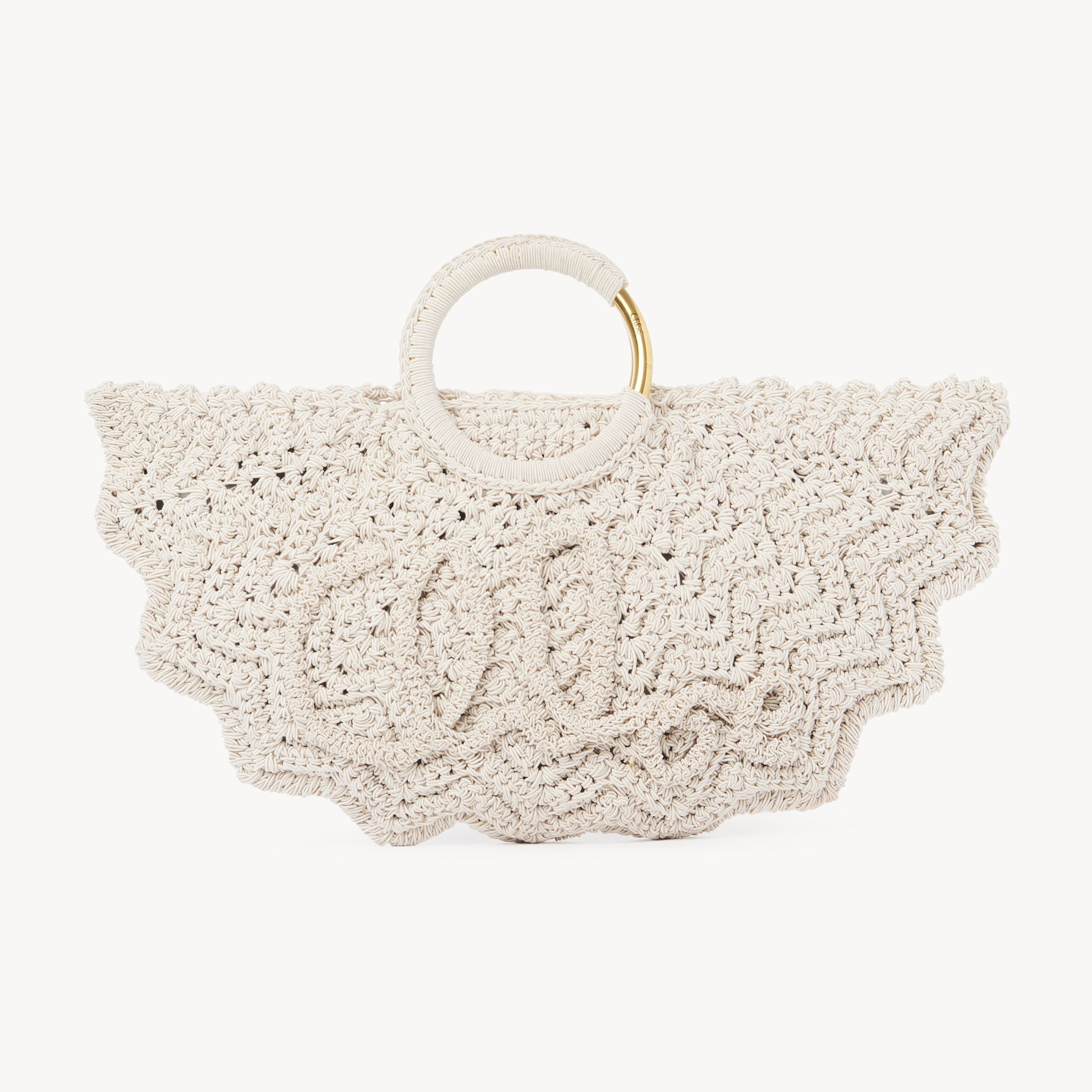 Chloé Small Bracelet Paravent Tote Bag In Crochet White Size Onesize 100% Acrylic In White