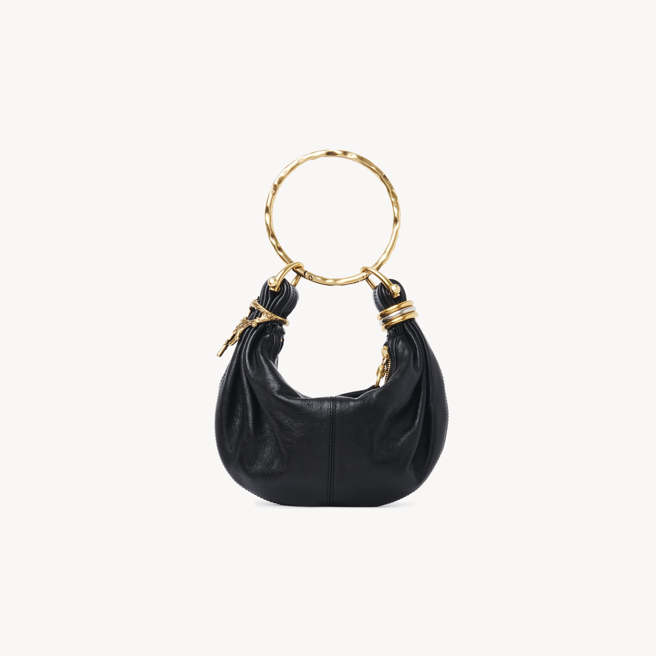 Chloé Bracelet Embellished Textured-leather Tote In Black