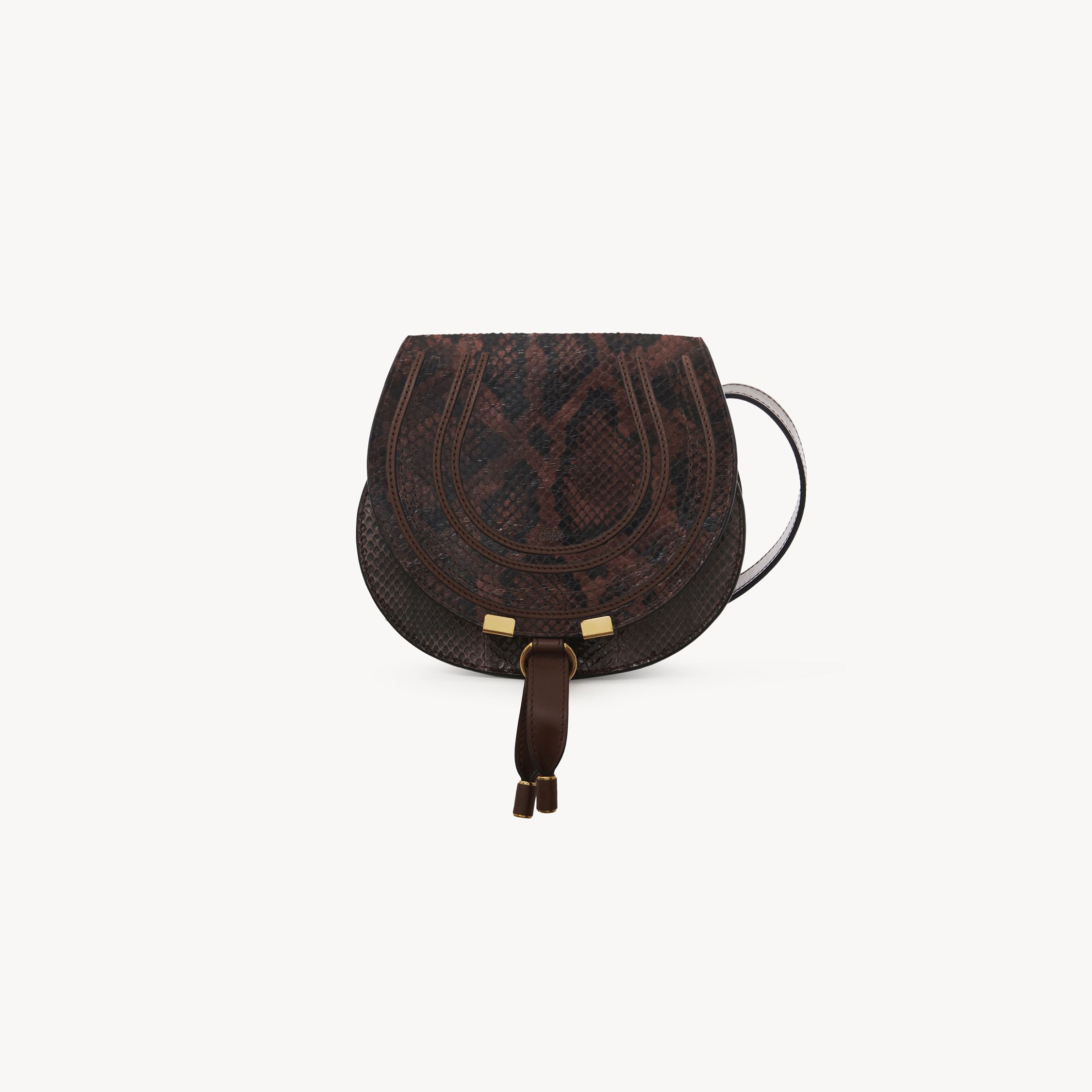 Chloé Petit Sac Porté Épaule Marcie En Cuir Effet Python Femme Brun Taille Onesize 100% Peau De Chèvre, Cu In Brown