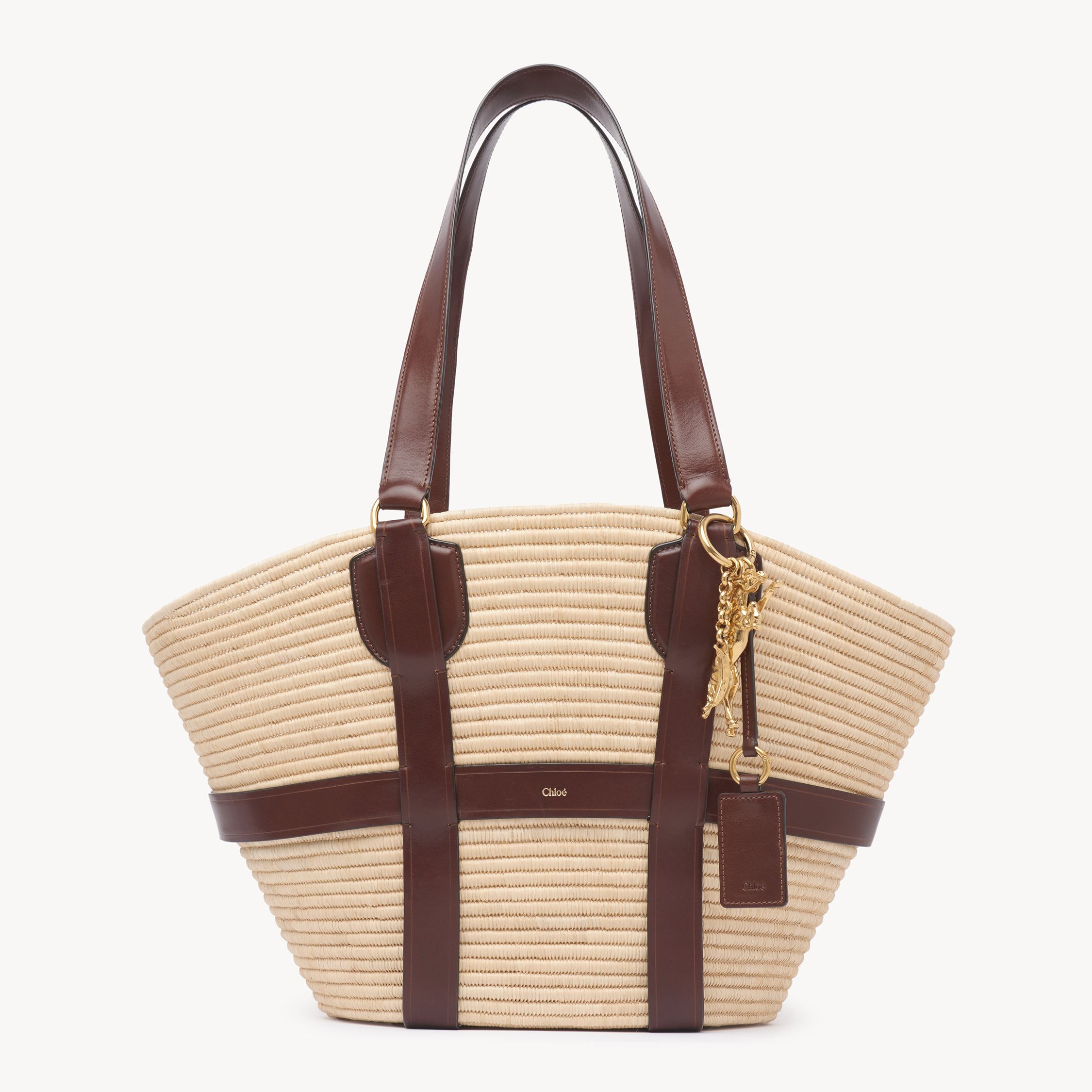 Chloé Kerala Large Basket Tote Bag In Fabric And Leather In Black