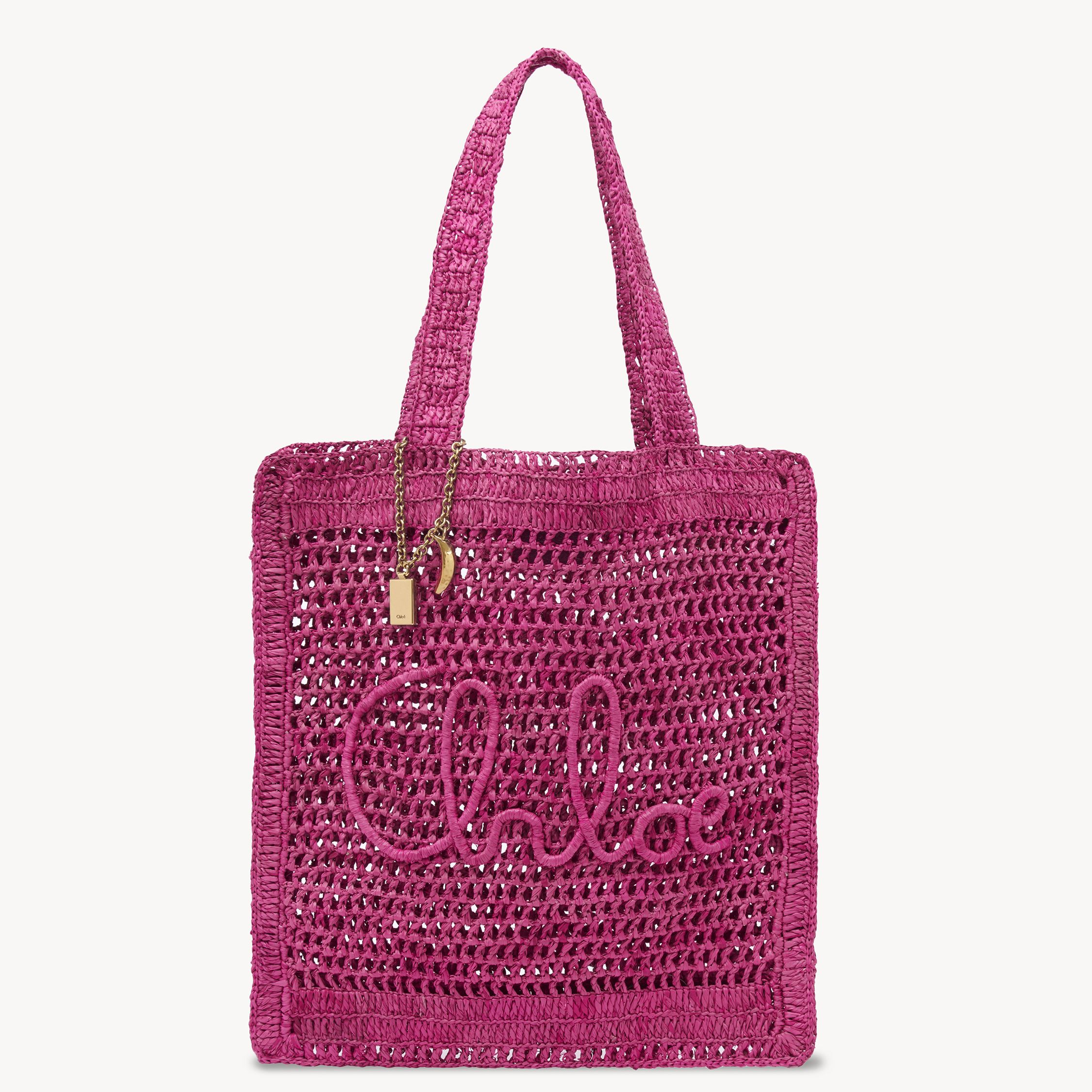 Chloé Sac Cabas Summer Banana En Raphia Femme Violet Taille Onesize 100% Papier In Purple