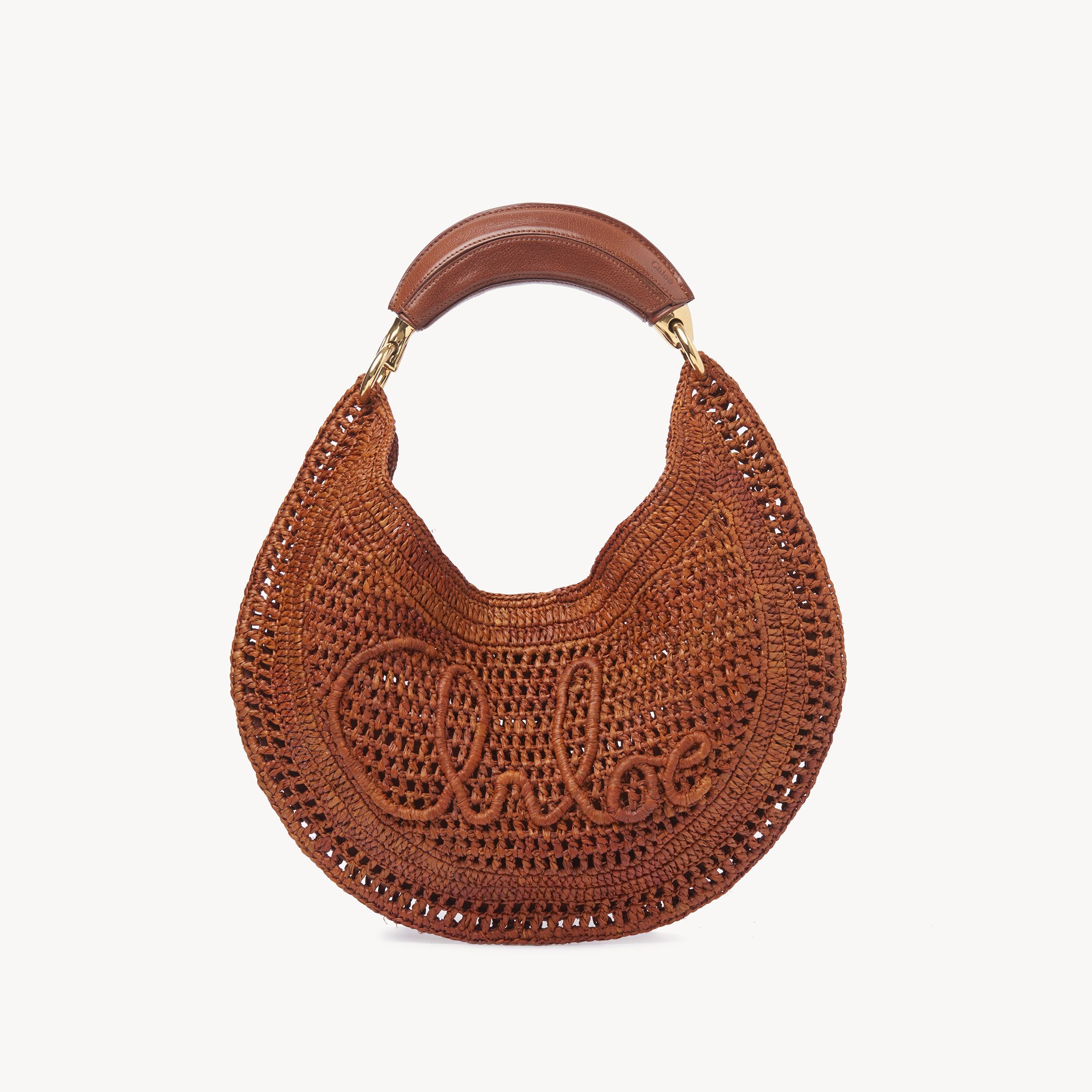 Chloé Summer Banana Hobo Bag In Raffia Brown Size Onesize 100% Paper, Bubalus Bubalis, Farmed, Coo Italy In Brown