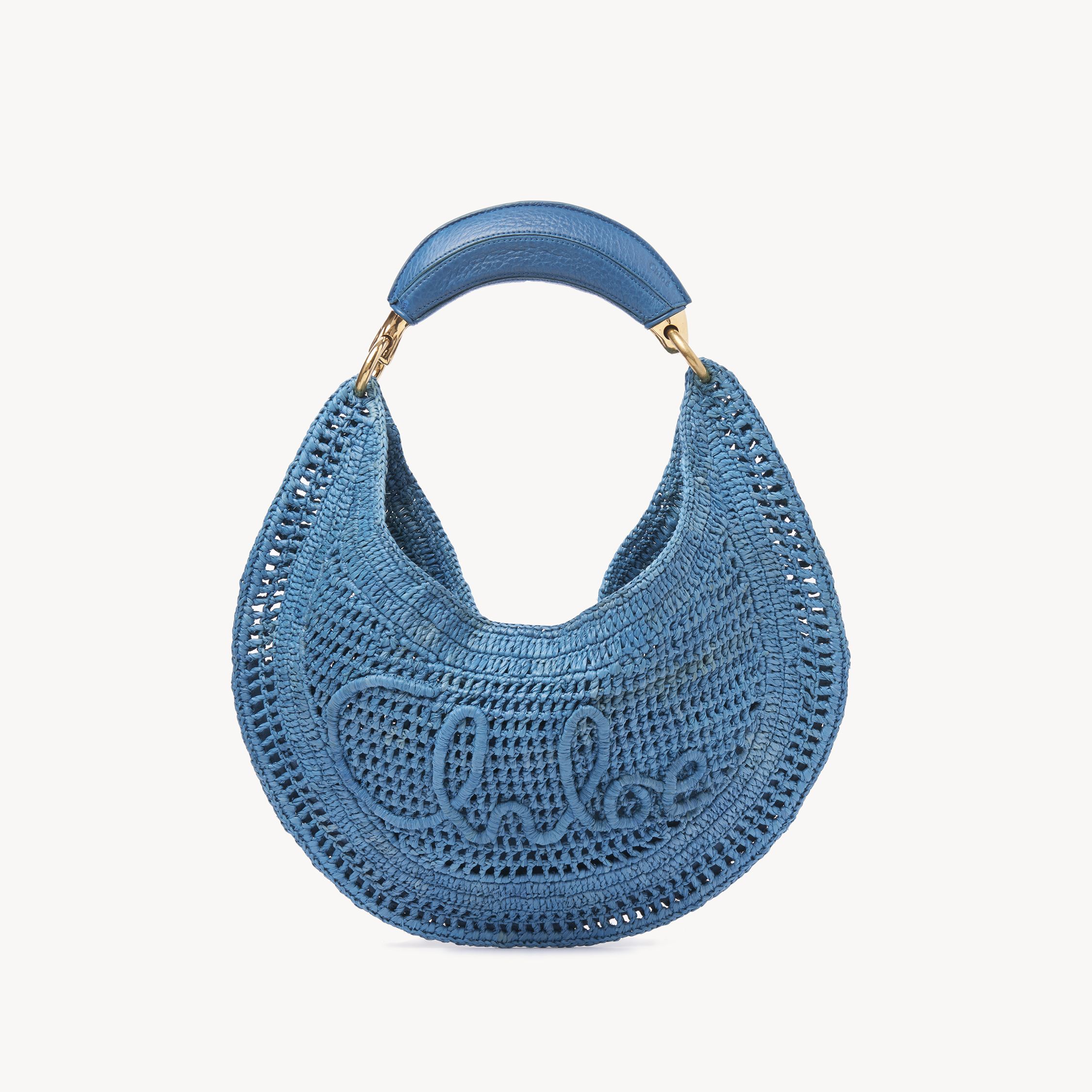 Chloé Summer Banana Woven-raffia Hobo Bag In Blue