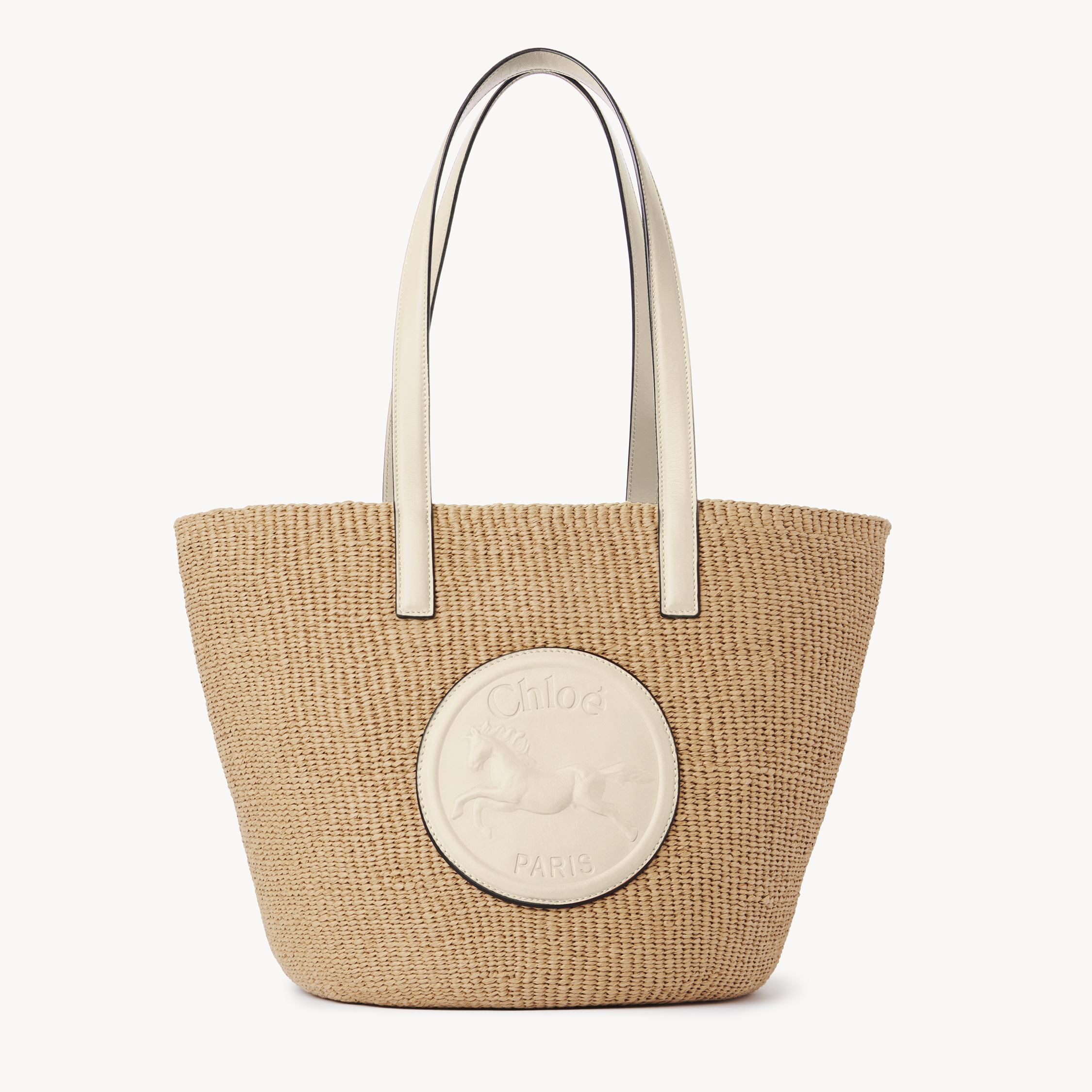Chloé Horse Medal Circular Emblem Shoulder Bag In White