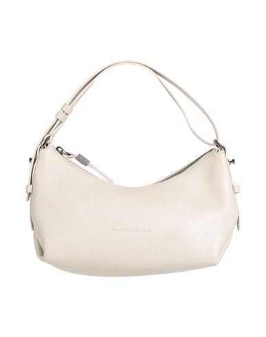 BRUNELLO CUCINELLI BRUNELLO CUCINELLI WOMAN HANDBAG LIGHT GREY SIZE - LEATHER, TEXTILE FIBERS, BRASS 