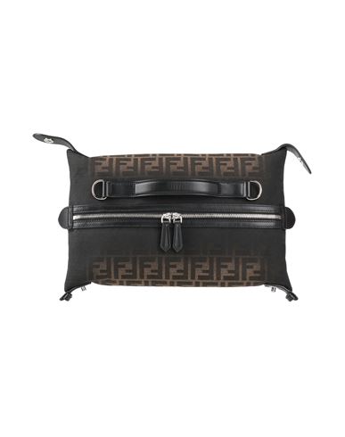 Fendi Man Handbag Dark Brown Size - Textile Fibers, Calfskin