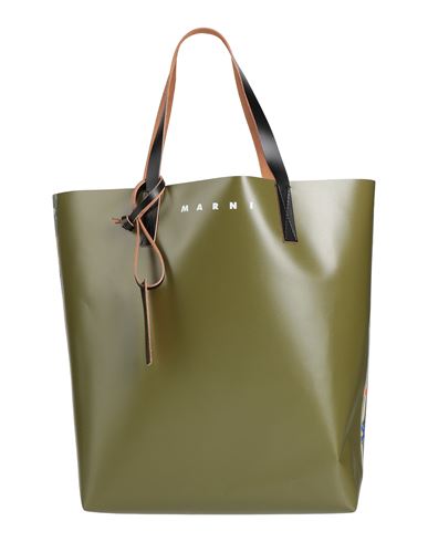 Marni Woman Handbag Military Green Size - Polyurethane, Polyester, Cow Leather In Green