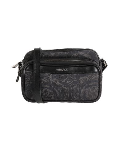 Versace Woman Cross-body Bag Charcoal Size - Polyamide, Cotton, Polyester, Calfskin In Gray