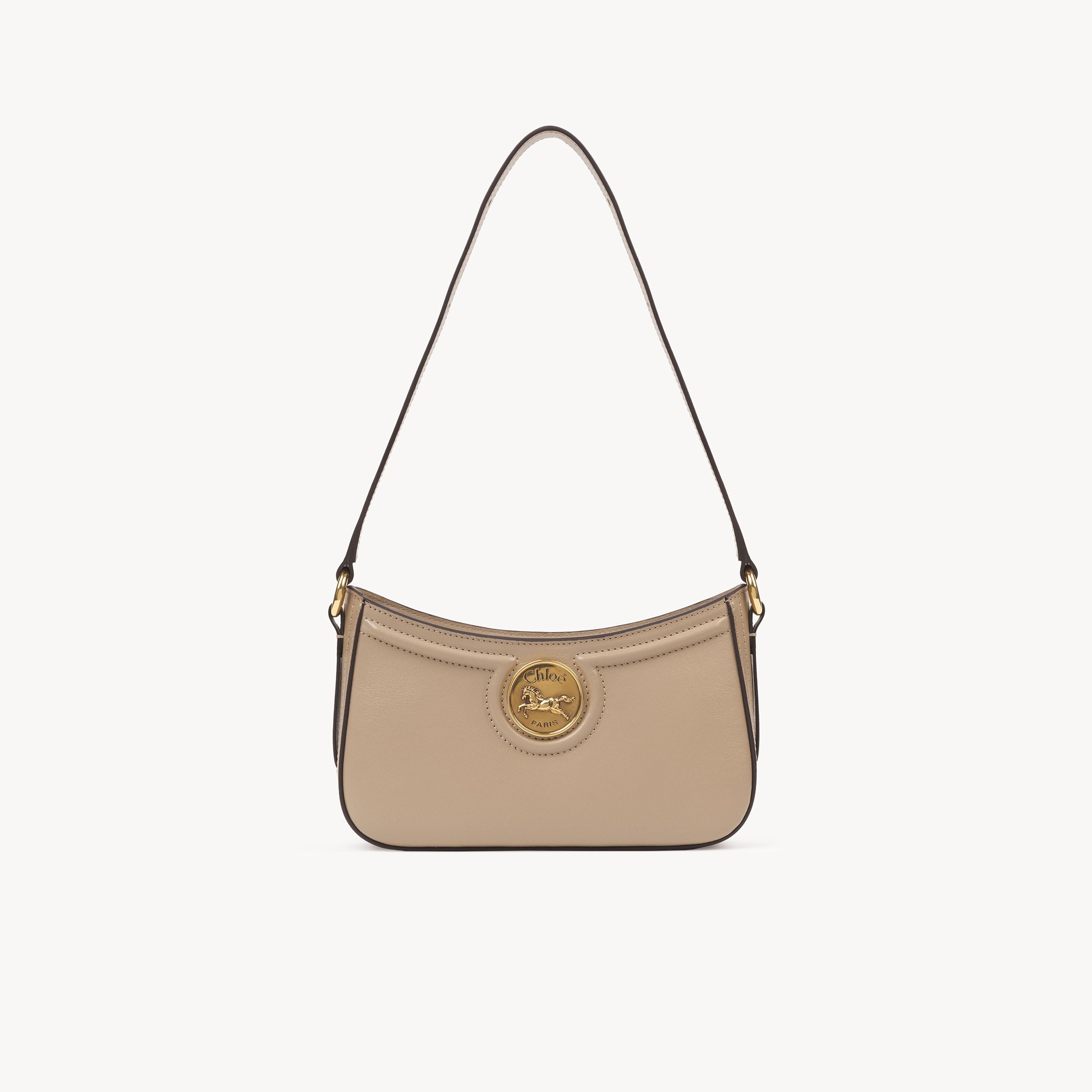 Chloé Horse Medal Shoulder Bag In Grained Leather Brown Size Onesize 100% Bubalus Bubalis, Farmed, Coo Ita
