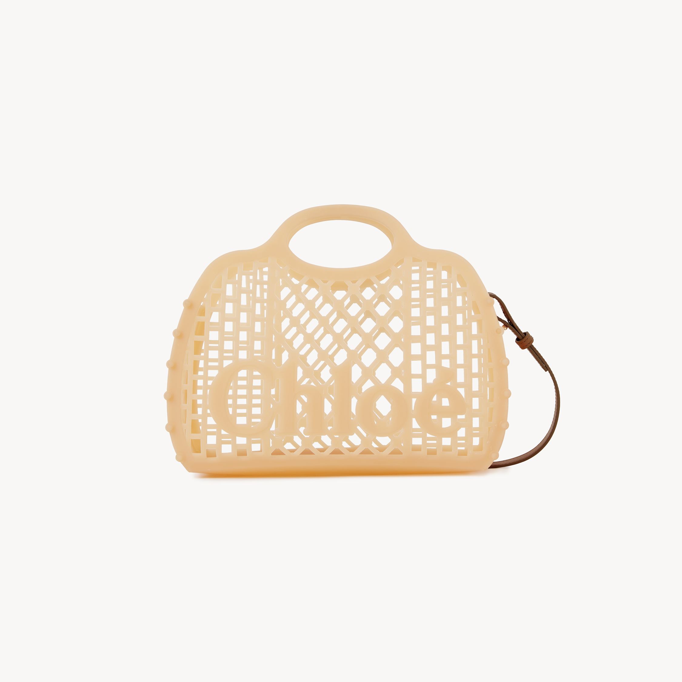 Shop Chloé Cage Tote Bag In Jelly Beige Size Onesize 100% Thermoplastic Polyurethane