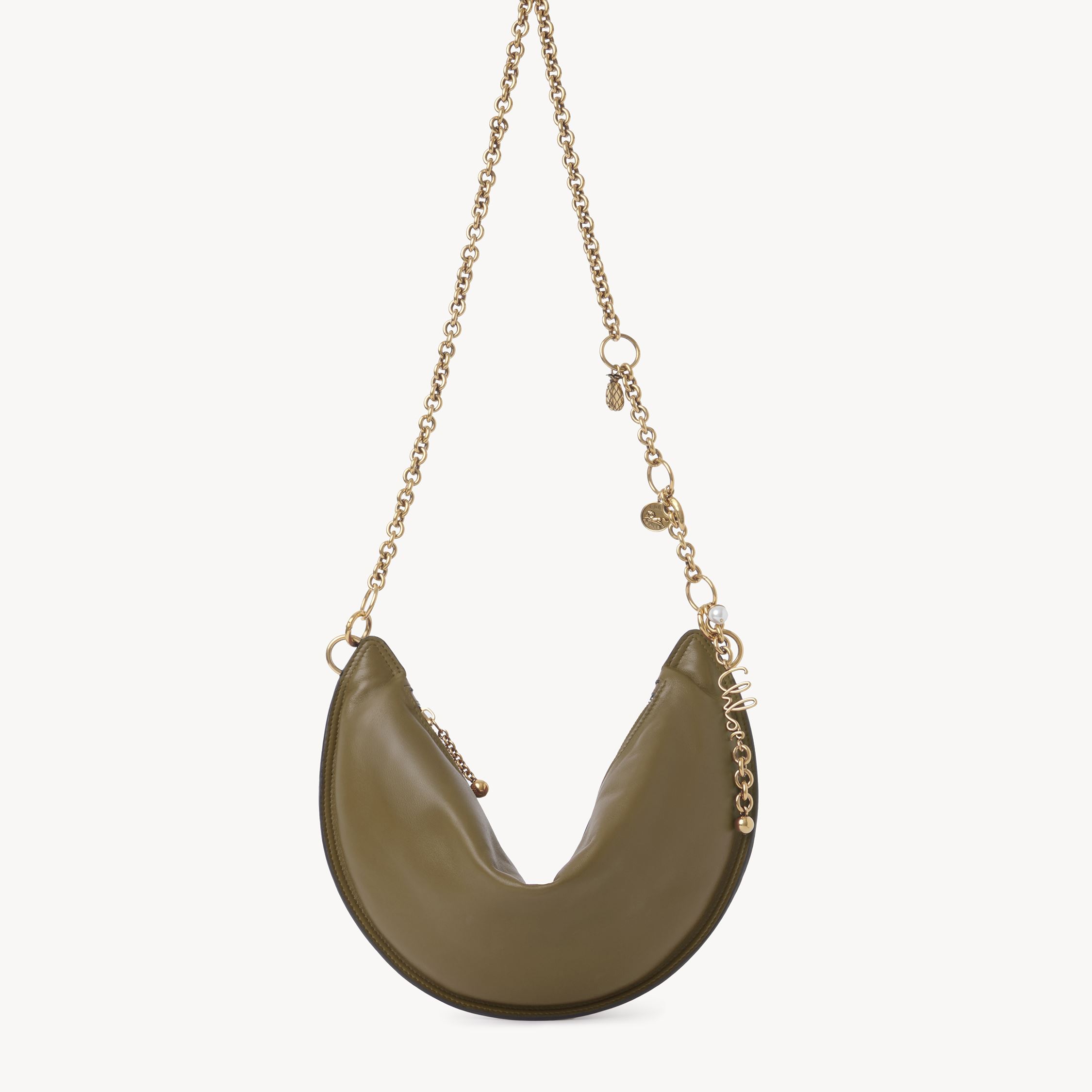 Chloé Crescent Chain Shoulder Bag In Green
