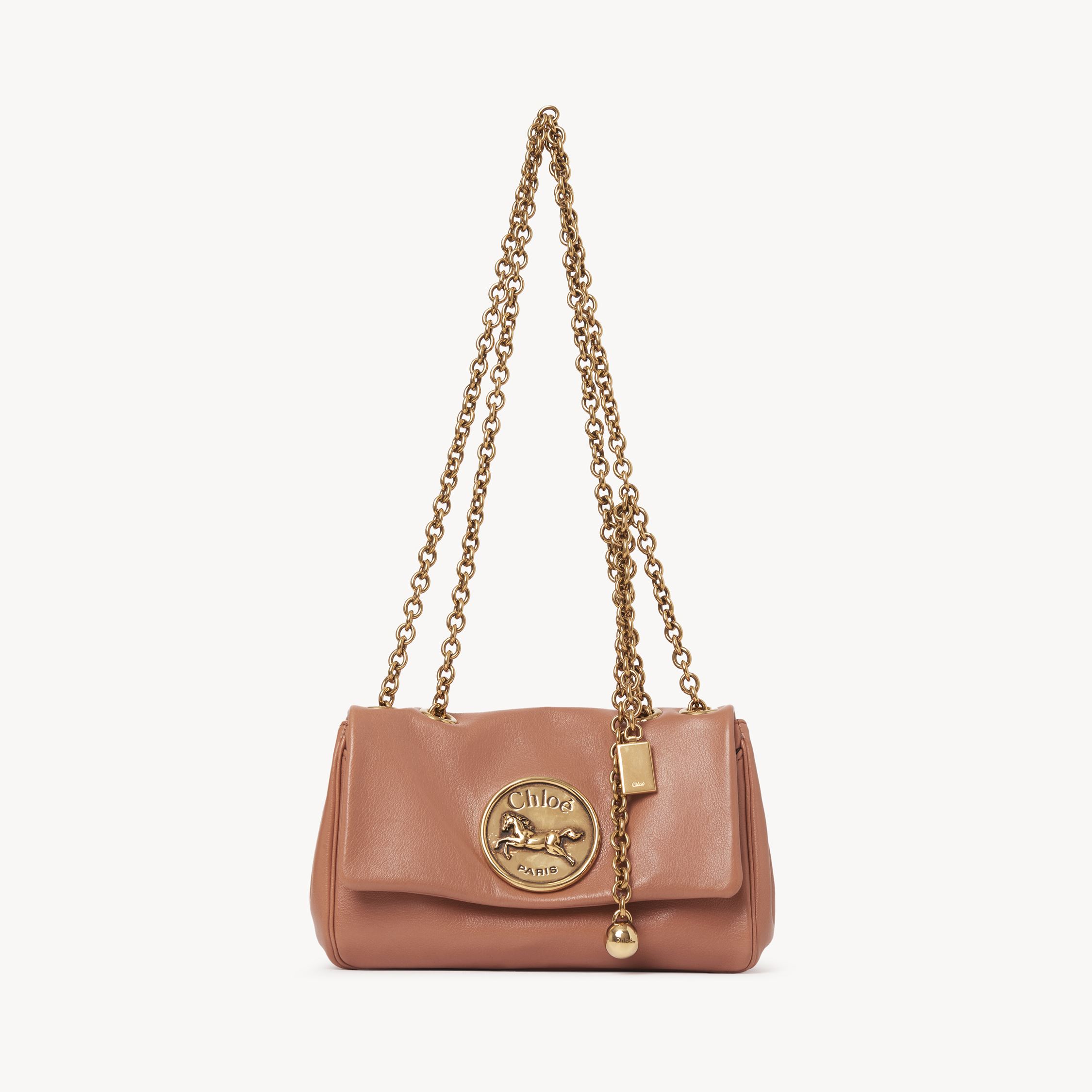 Chloé Small  Heritage Shoulder Bag In Grained Leather Orange Size Onesize 100% Bubalus Bubalis, Farme