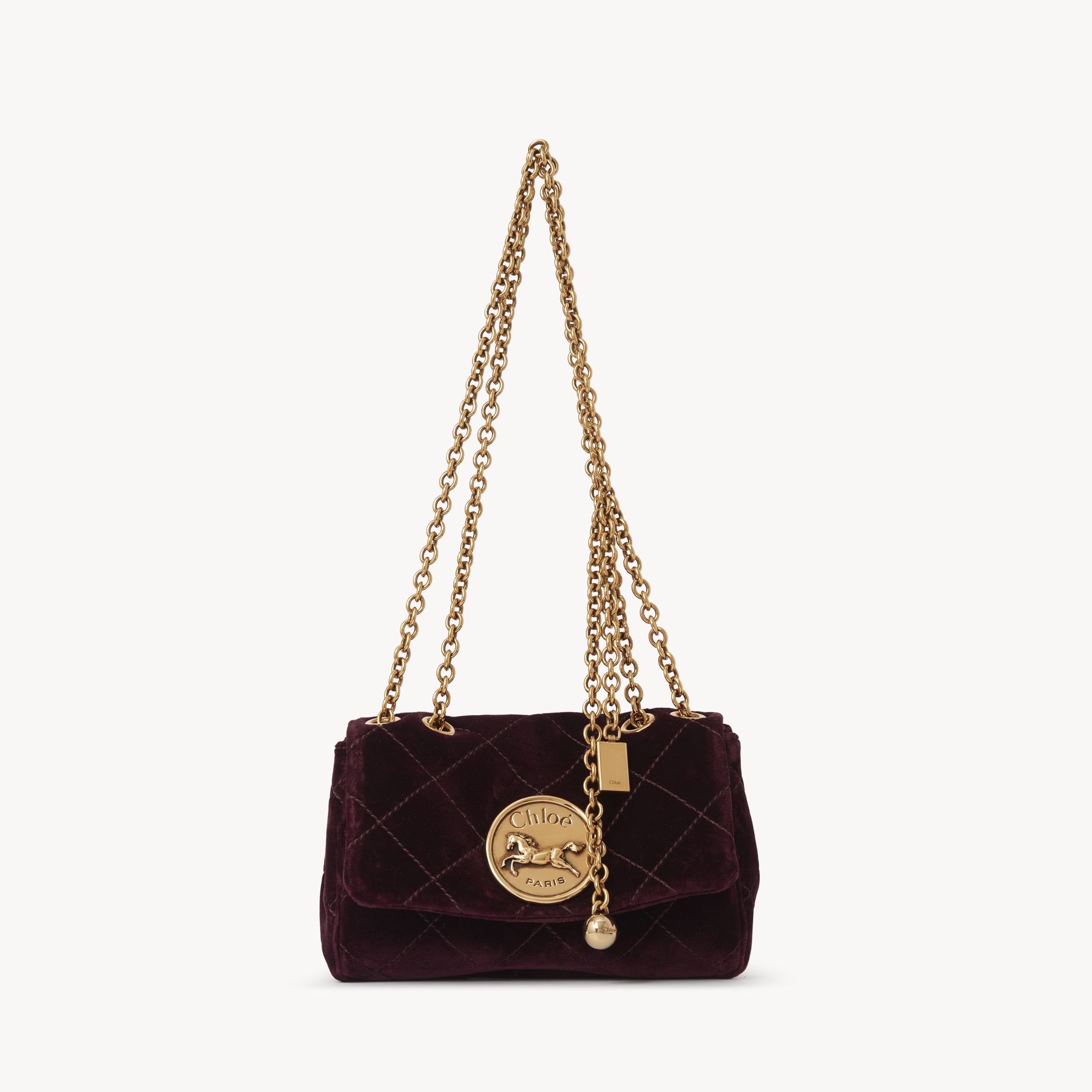 Shop Chloé Small  Heritage Shoulder Bag In Velvet Brown Size Onesize 100% Cotton