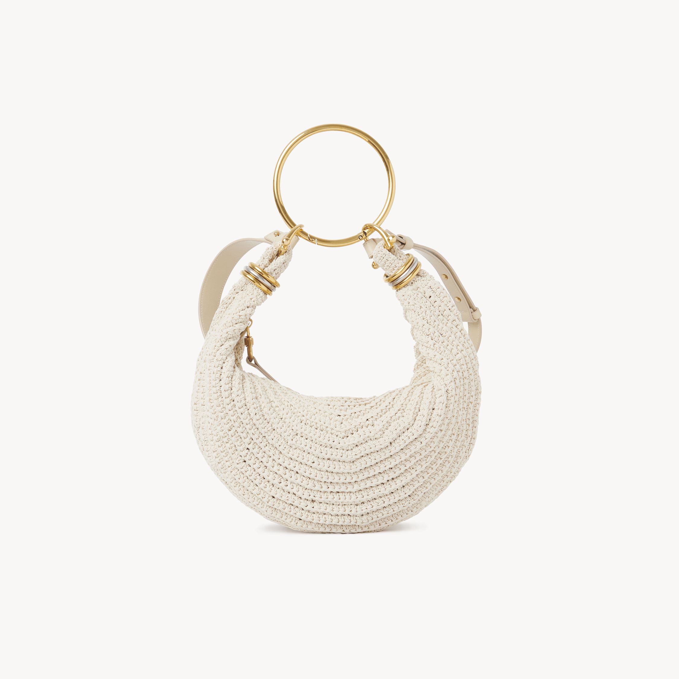 Chloé Petit Sac Hobo Bracelet Bag En Crochet Femme Blanc Taille Onesize 100% Acrylique, Cuir De Veau
