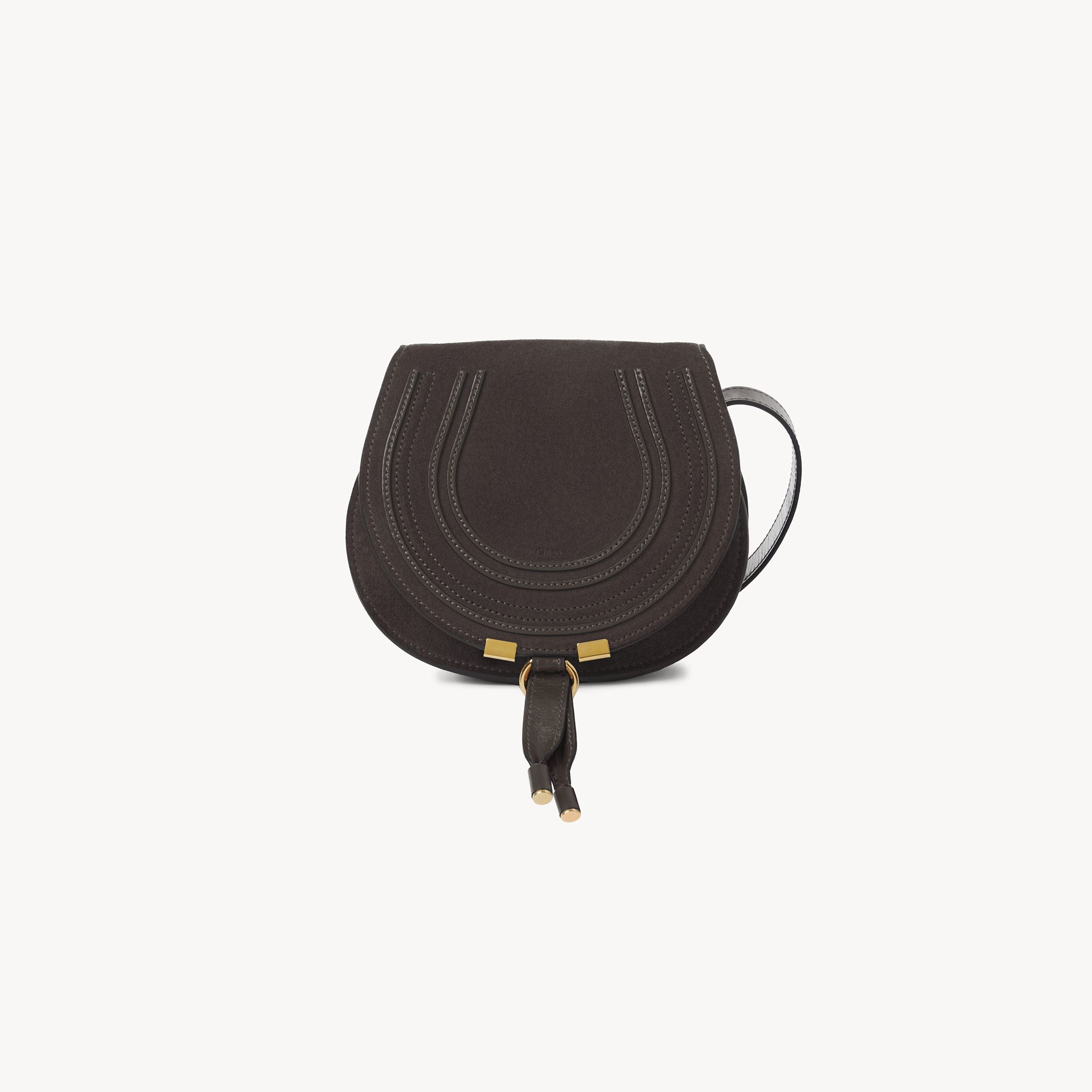 Chloé Small Marcie Saddle Bag In Suede Leather Brown Size Onesize 100% Calf-skin Leather