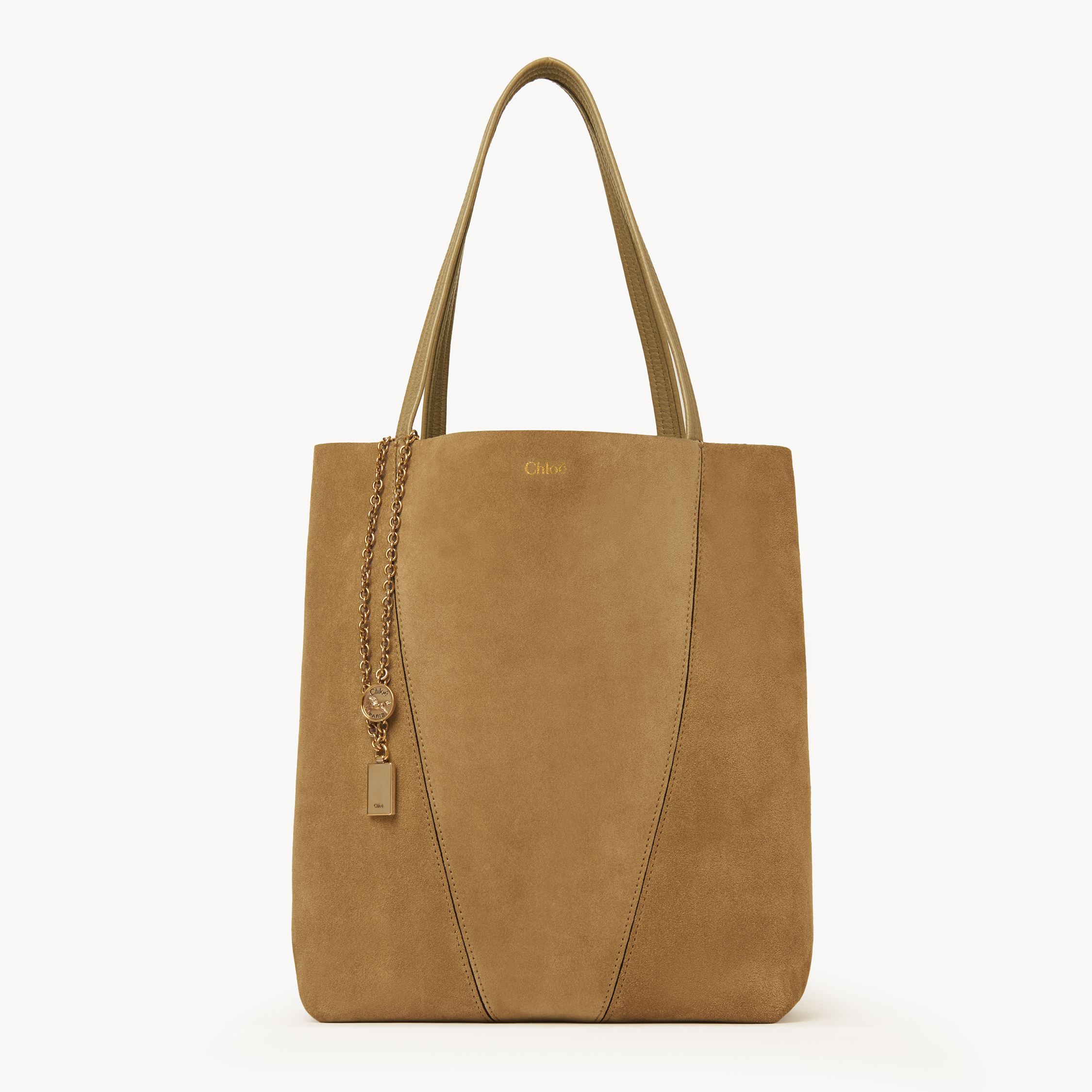 Chloé Women Spin Suede Leather Tote Bag In Neutral