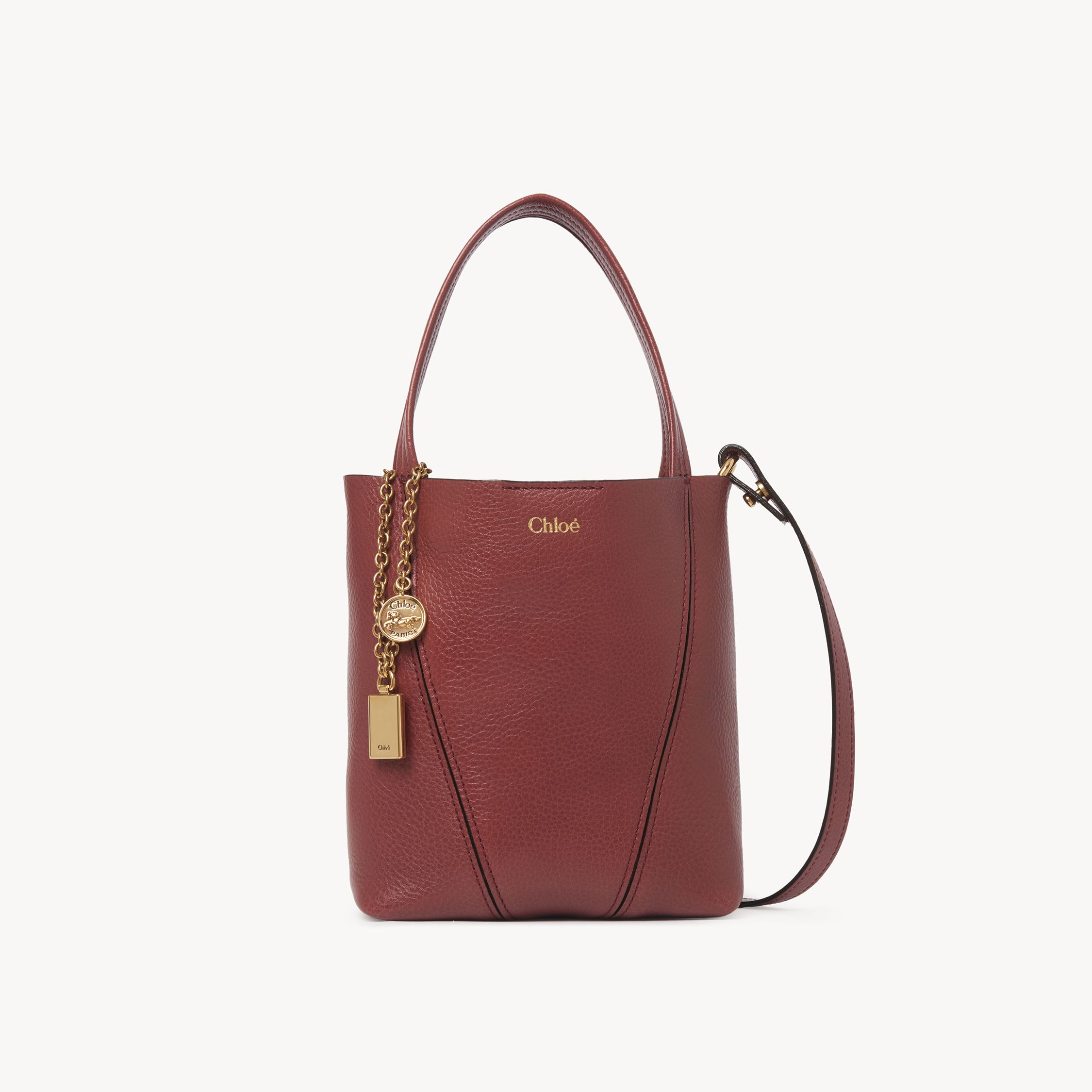 Shop Chloé Petit Sac Cabas  Spin En Cuir Grainé Femme Rose Taille Onesize 100% Cuir De Veau
