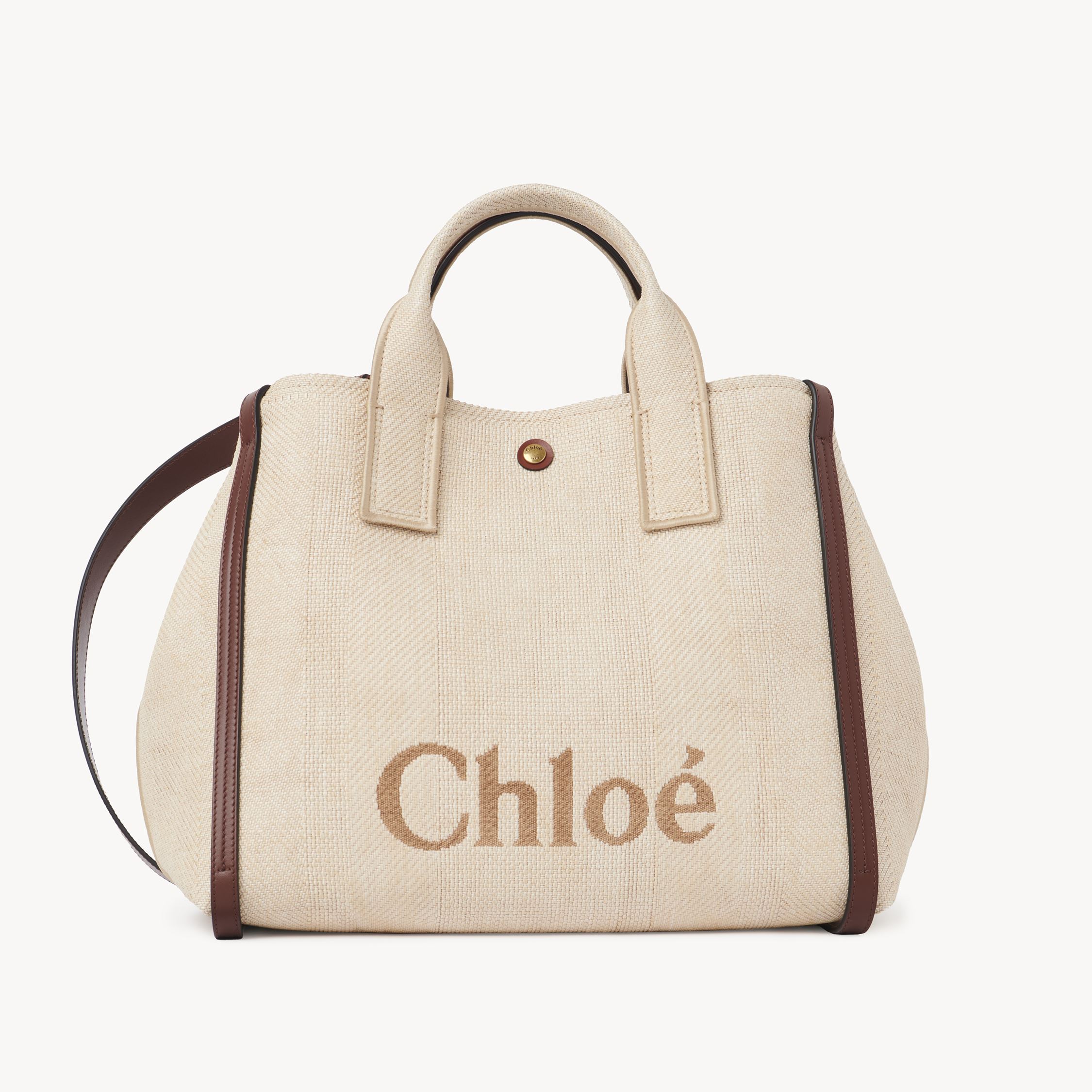 Shop Chloé Sac Cabas  Carry En Fibres Effet Raphia Femme Beige Taille Onesize 100% Coton