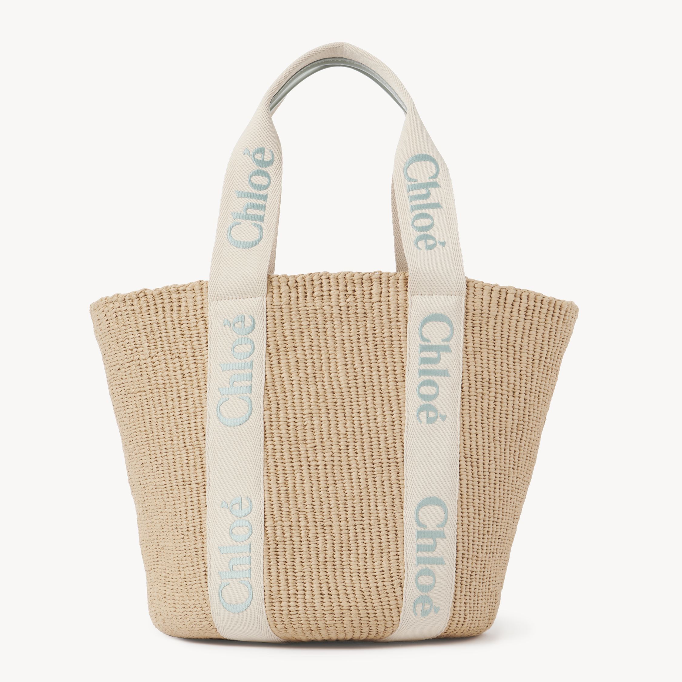 Chloé Large Woody Basket In Natural Fibers Green Size Onesize 100% Paper