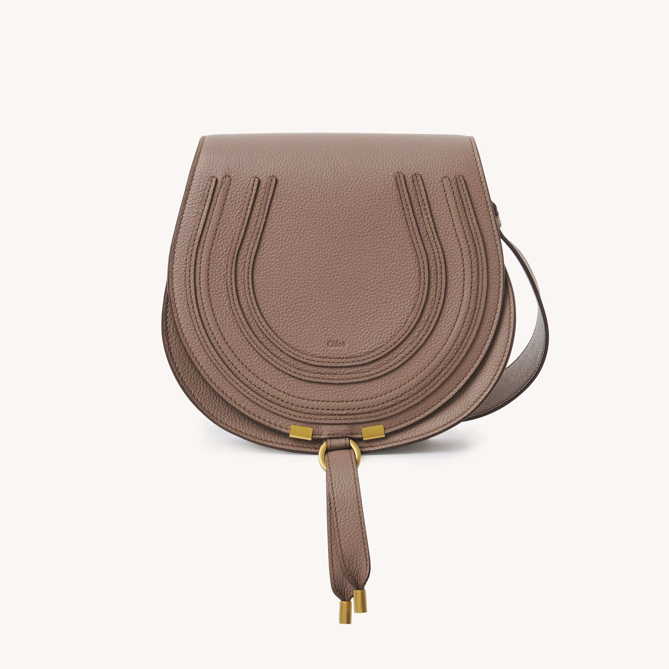 Chloé Marcie Saddle Bag In Grained Leather Pink Size Onesize 100% Calf-skin Leather