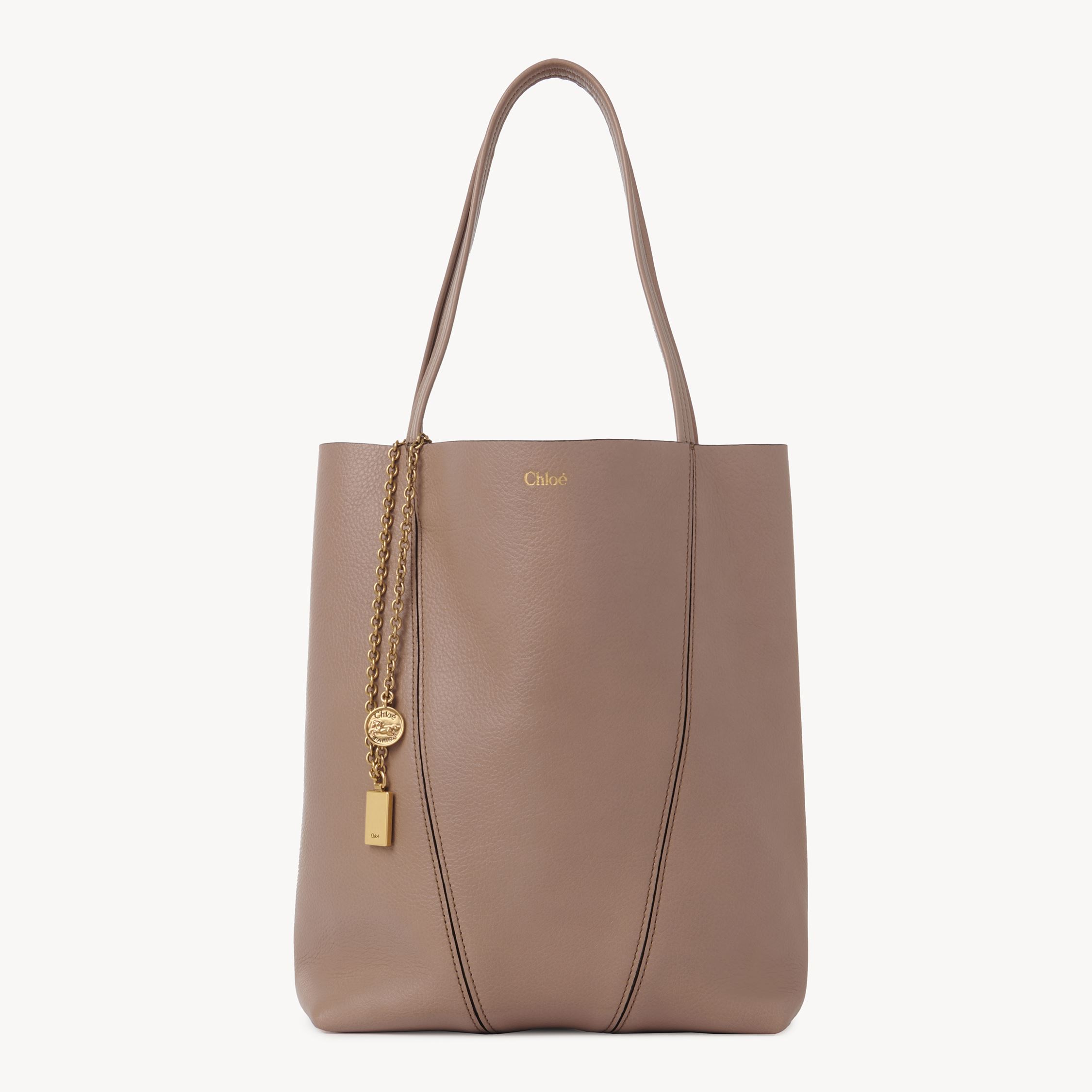 Chloé Spin Tote Bag In Grained Leather Pink Size Onesize 100% Bovine Leather