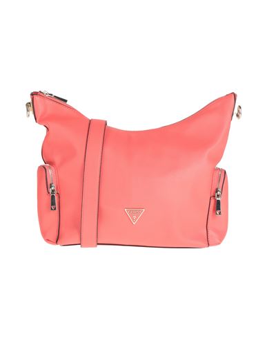 Guess Woman Cross-body Bag Coral Size - Polyurethane In Red