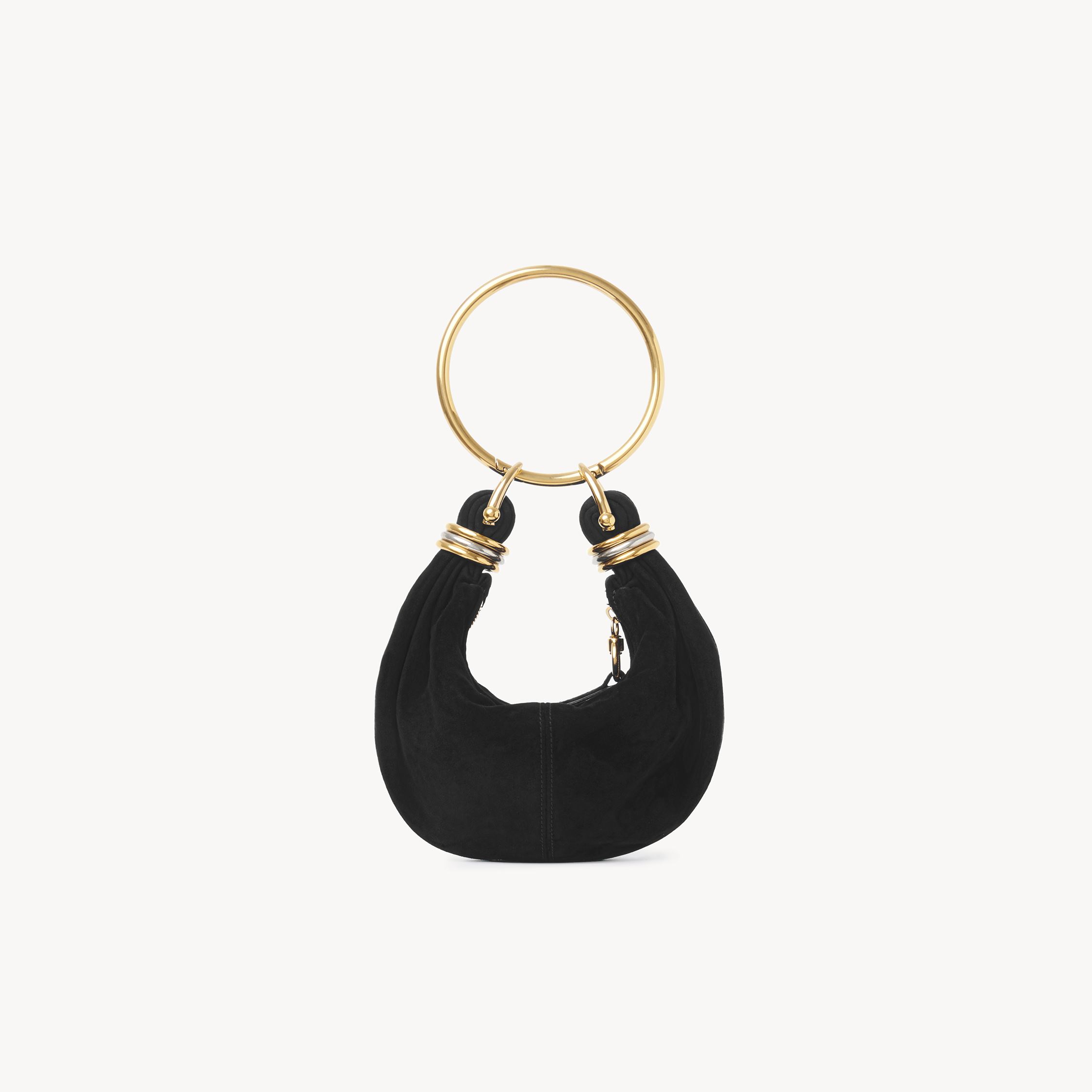 Chloé Mini Bracelet Hobo Bag In Suede Leather Black Size Onesize 100% Goatskin In Black
