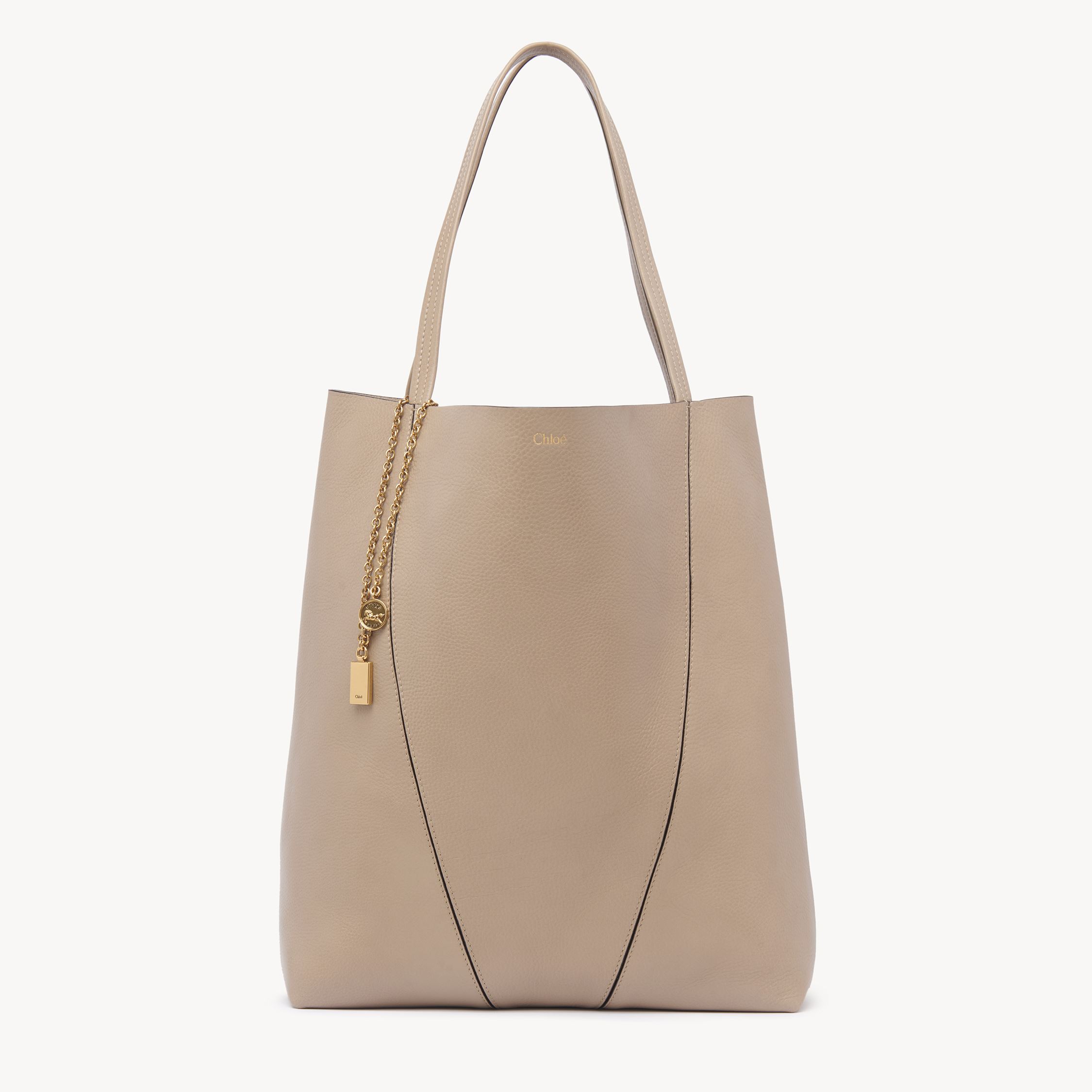 Chloé Large  Spin Tote Bag In Grained Leather Brown Size Onesize 100% Bovine Leather In Brown