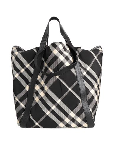 Burberry Large Check Tote Bag In Black