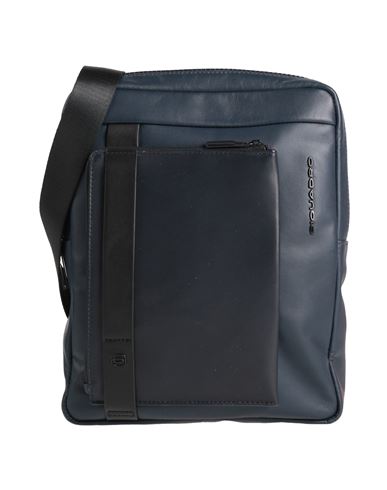Piquadro Man Cross-body Bag Navy Size - Cow Leather, Eva (ethylene - Vinyl - Acetate), Nylon, Polyes