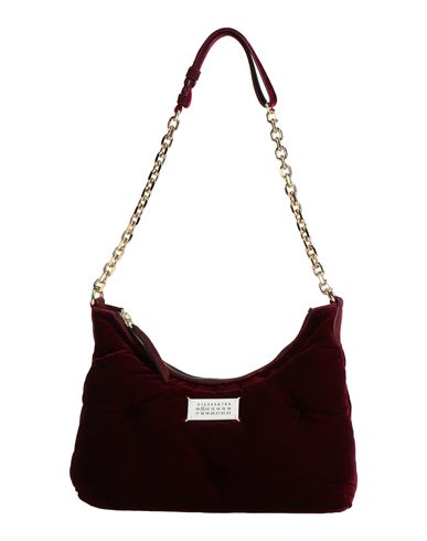 Maison Margiela Woman Shoulder Bag Burgundy Size - Viscose, Cupro, Cow Leather, Goat Skin, Brass In Red
