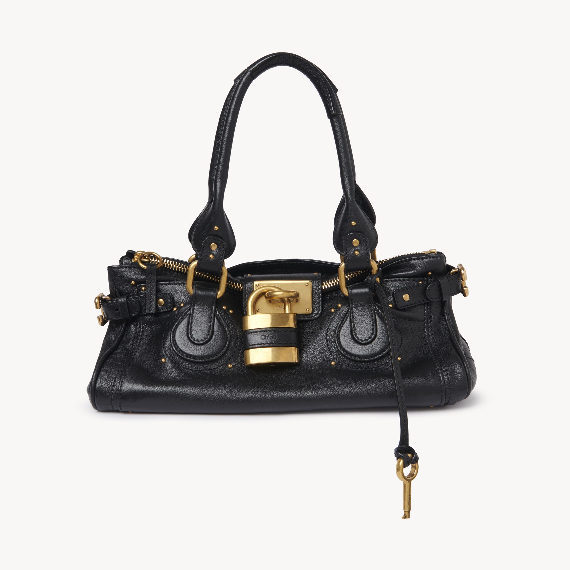 Chloé Sac Paddington En Cuir Grainé Femme Noir Taille Onesize 100% Cuir De Veau