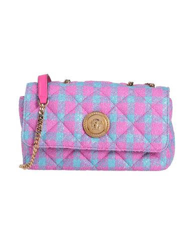 Versace Woman Cross-body Bag Pink Size - Calfskin, Virgin Wool, Polyamide