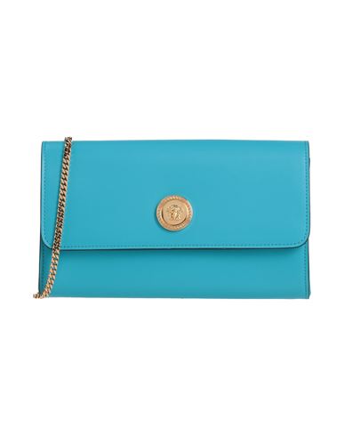 Versace Woman Cross-body Bag Azure Size - Calfskin In Blue