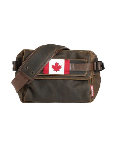 Dsquared2 Man Cross-body Bag Dark Brown Size - Textile Fibers In Brown