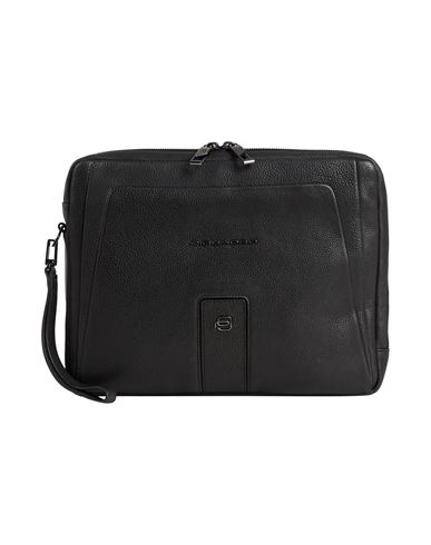 Piquadro Man Handbag Black Size - Cow Leather, Metal In Black