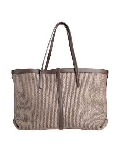 Brunello Cucinelli Woman Handbag Khaki Size - Cotton, Polyamide In Sand